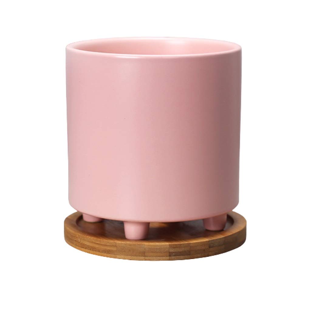 Modern Ceramic Planter with Drain Hole & Saucer - Pink Flower Pot for Indoor Plants, Home Decor | Perfect for Succulents, Herbs & Office Desk Decorations