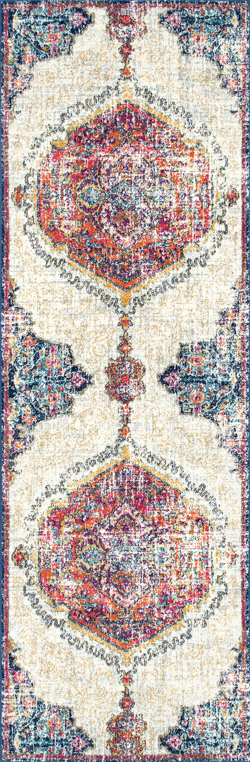 Frilly Corinthian Medallion Rug - Multicolor Bohemian Area Rug for Living Room, Bedroom & Home Decor