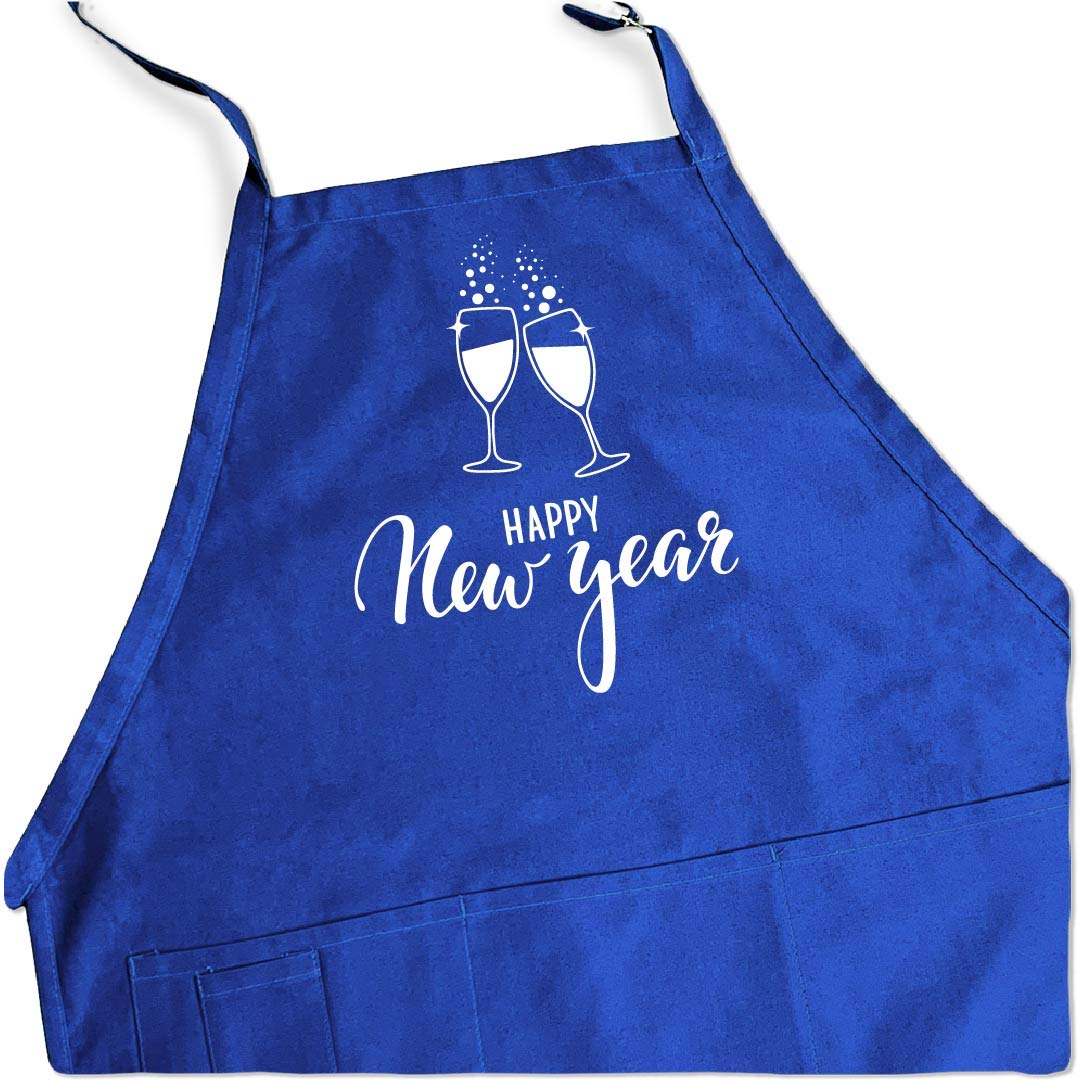 Happy New Year Apron - Adjustable Waist Straps for All Sizes - Perfect for Champagne Toasts, Holiday Parties & Kitchen Celebrations