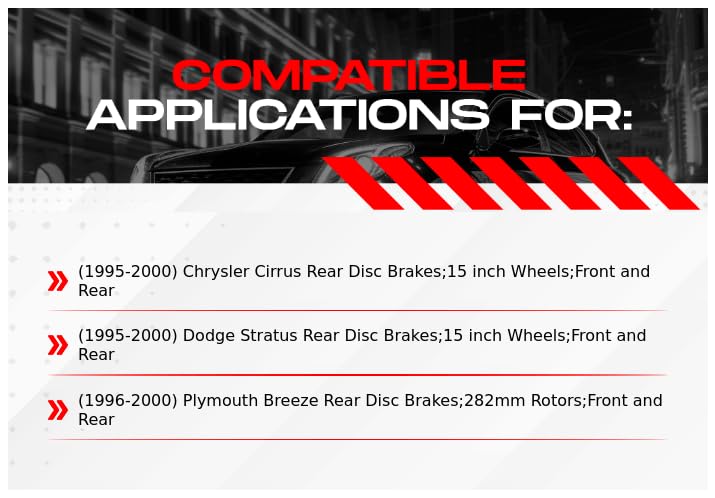 R1 Concepts Front & Rear Brake Kit - Semi Metallic Brake Pads & Rotors - Compatible with 1995-2000 Chrysler Cirrus, Dodge Stratus, Plymouth Breeze - Perfect for Daily Driving & Performance Upgrades