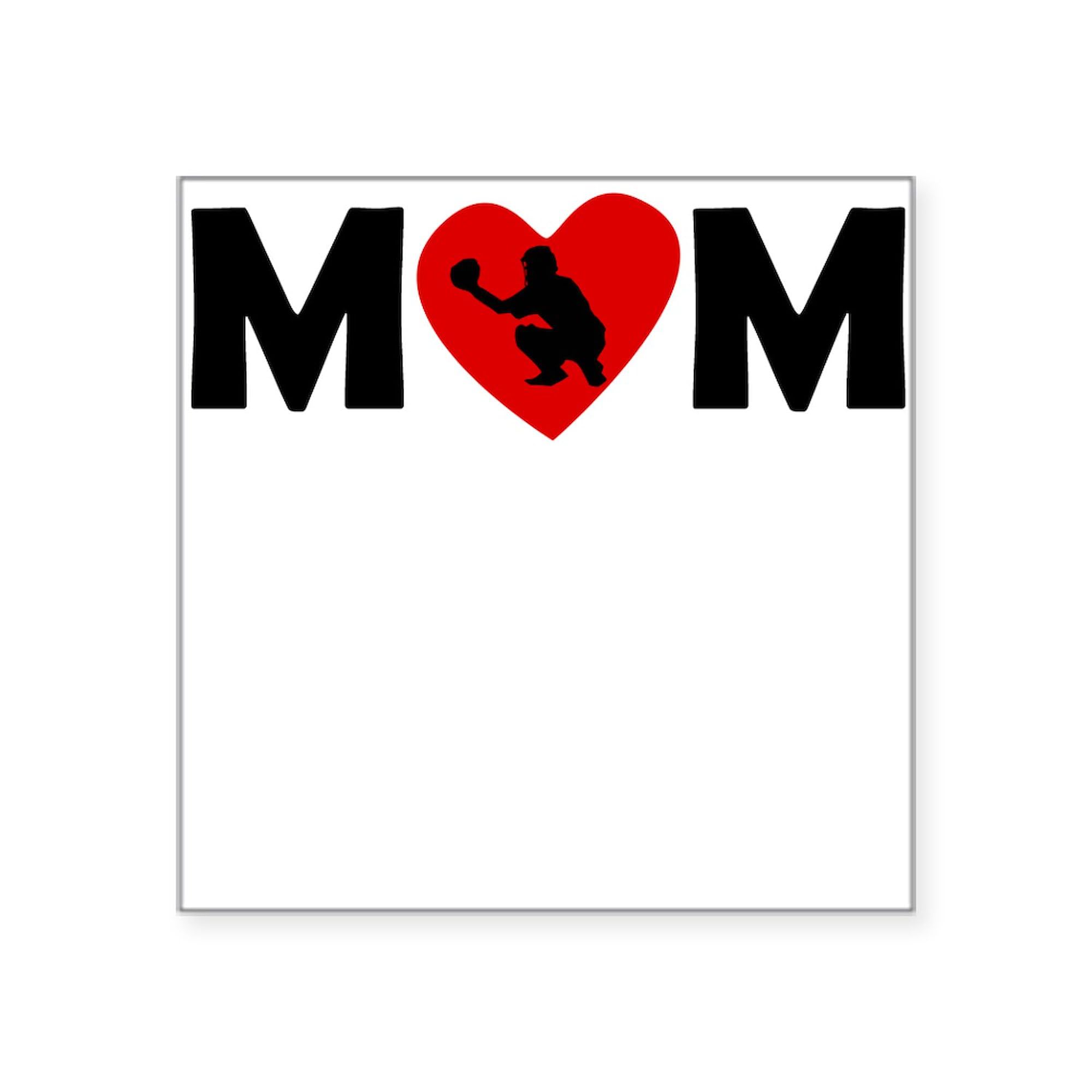 Baseball Catcher Heart Mom Sticker - Square Bumper Decal for Car, Laptop & Water Bottle - Perfect for Baseball Moms, Sports Fans & Team Spirit