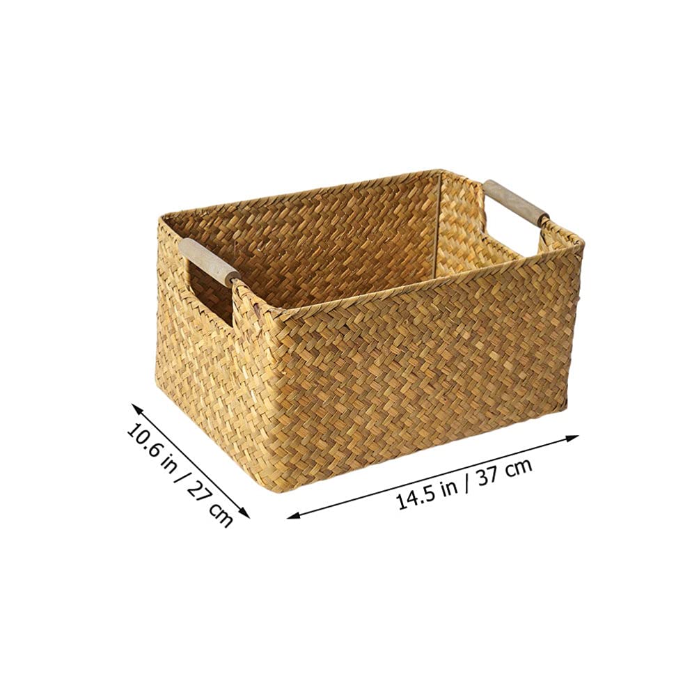 Stylish Woven Rattan Storage Basket with Lid - Nordic Home Decor for Wardrobe, Grocery & Organizing - Hyacinth Seaweed Design