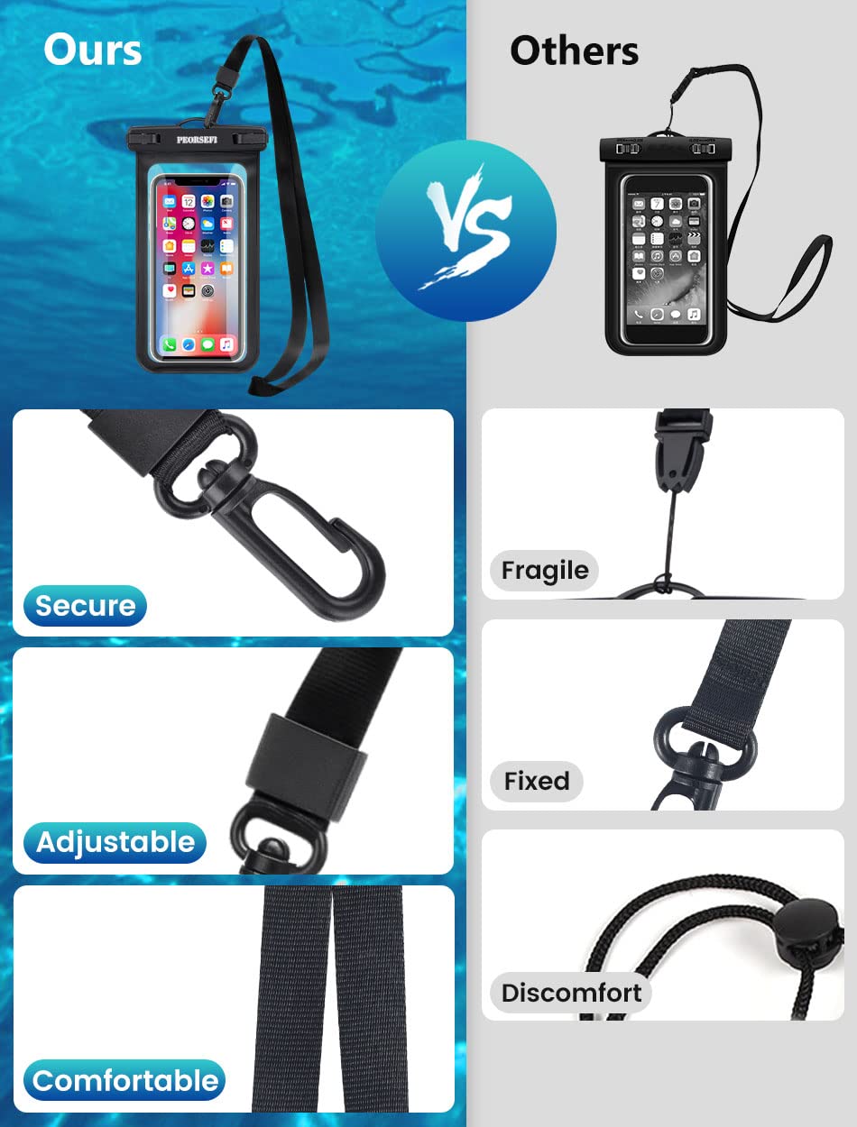 **Universal Waterproof Phone Pouch - IPX8 Certified Dry Bag for iPhone 15/14/13/12 Pro Max/XS Plus & Galaxy S24+/S23 (Up to 7