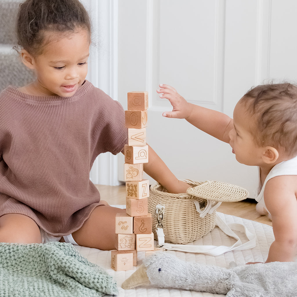 LIMITED EDITION Erica Alphabet Blocks - Wooden Educational Toys for Toddlers, ABC Learning Blocks for Kids - Perfect for Preschool Learning, Baby Shower Gifts & Nursery Decor