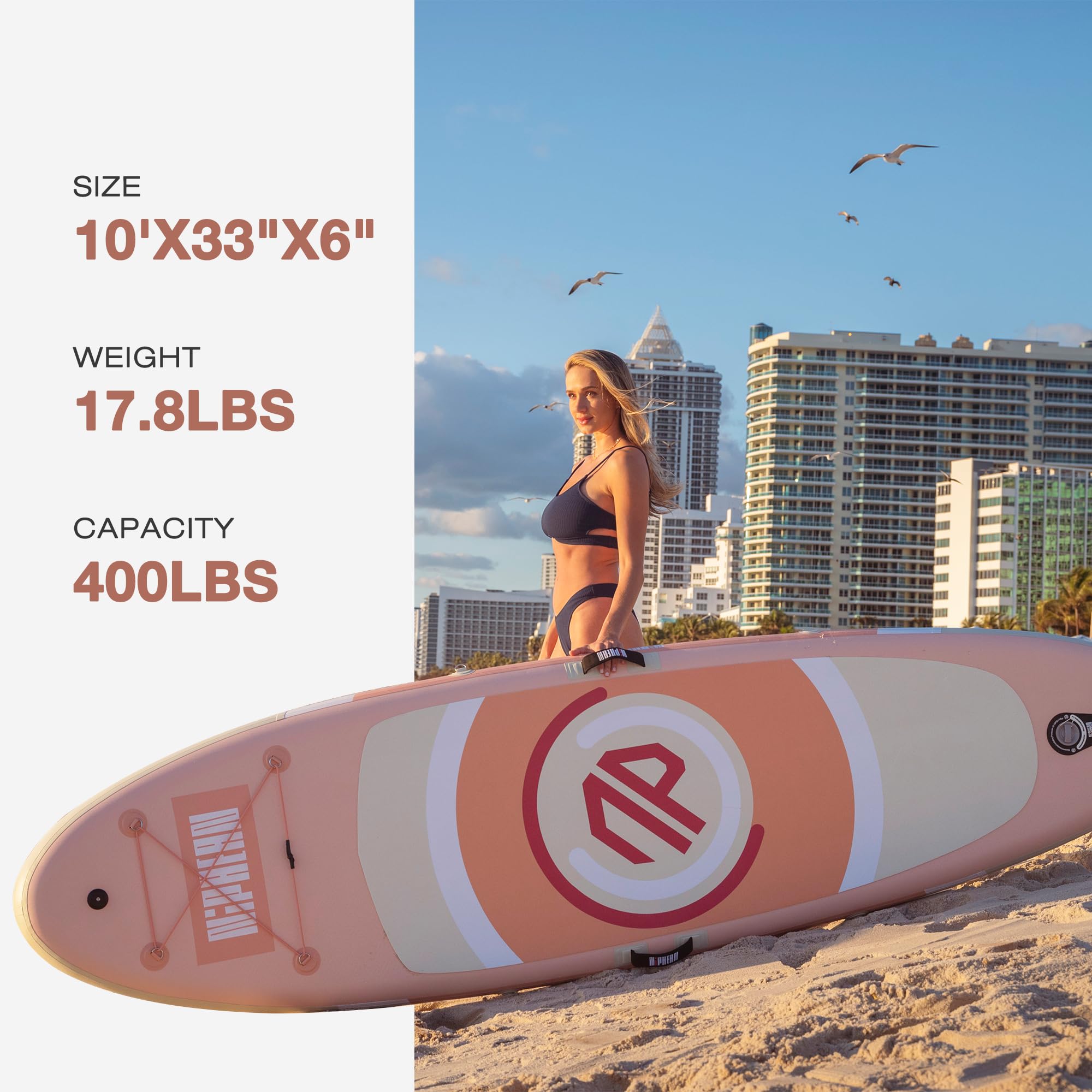 Niphean Inflatable Stand Up Paddle Board for Adults - 10ft SUP Board with Stable Fins, Durable SUP Accessories - Perfect for Beginners, Yoga & Water Sports - Great for Lakes, Rivers & Ocean Paddling