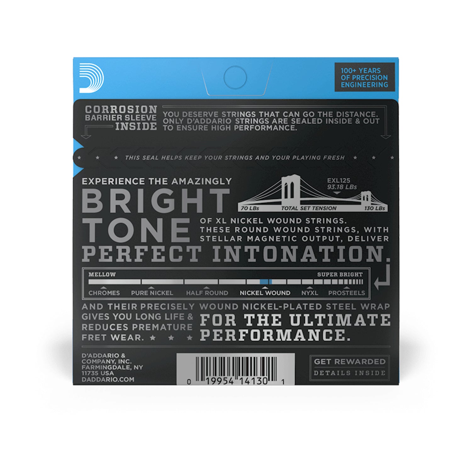 D'Addario EXL125 XL Nickel Wound Electric Guitar Strings - 9-46 Gauge Super Light Top/Regular Bottom - Perfect for Rock, Blues & Studio Recording