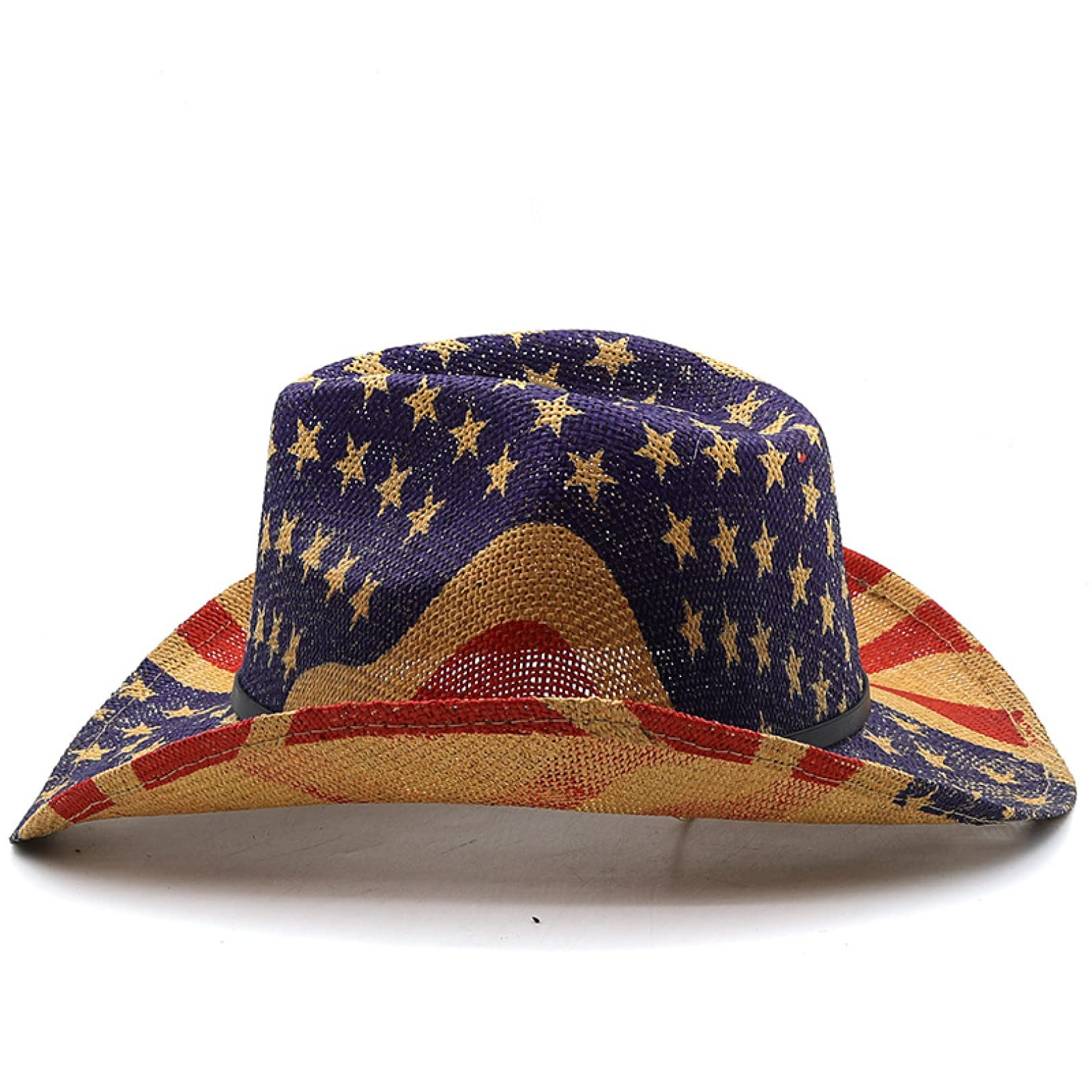 American Flag Cowboy Hat for Women & Men - Wide Brim Sun Protection Cowgirl Hat for Spring & Summer | Patriotic Paper Straw Western Hat for Outdoor Rodeo, Music Festivals & Beach Vacations