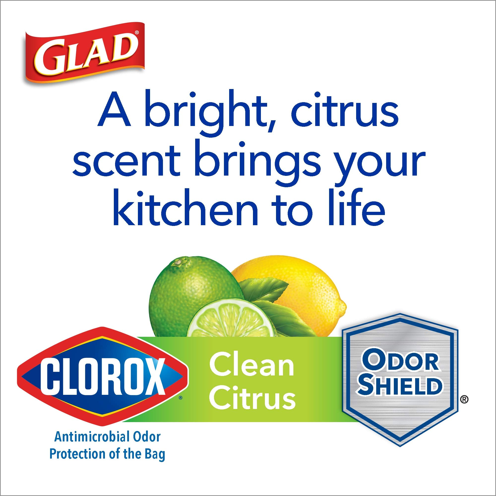 Glad Citrus Scented Trash Bags - 80 Count Heavy Duty Kitchen Garbage Bags for Home & Office Waste Disposal