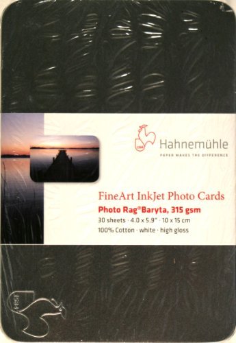 Hahnemühle Photo Rag Baryta FineArt Photo Cards - Premium 4x6 Inch Archival Quality Photo Paper (30 Sheets) - Perfect for Photography Prints, Art Projects & Professional Presentations