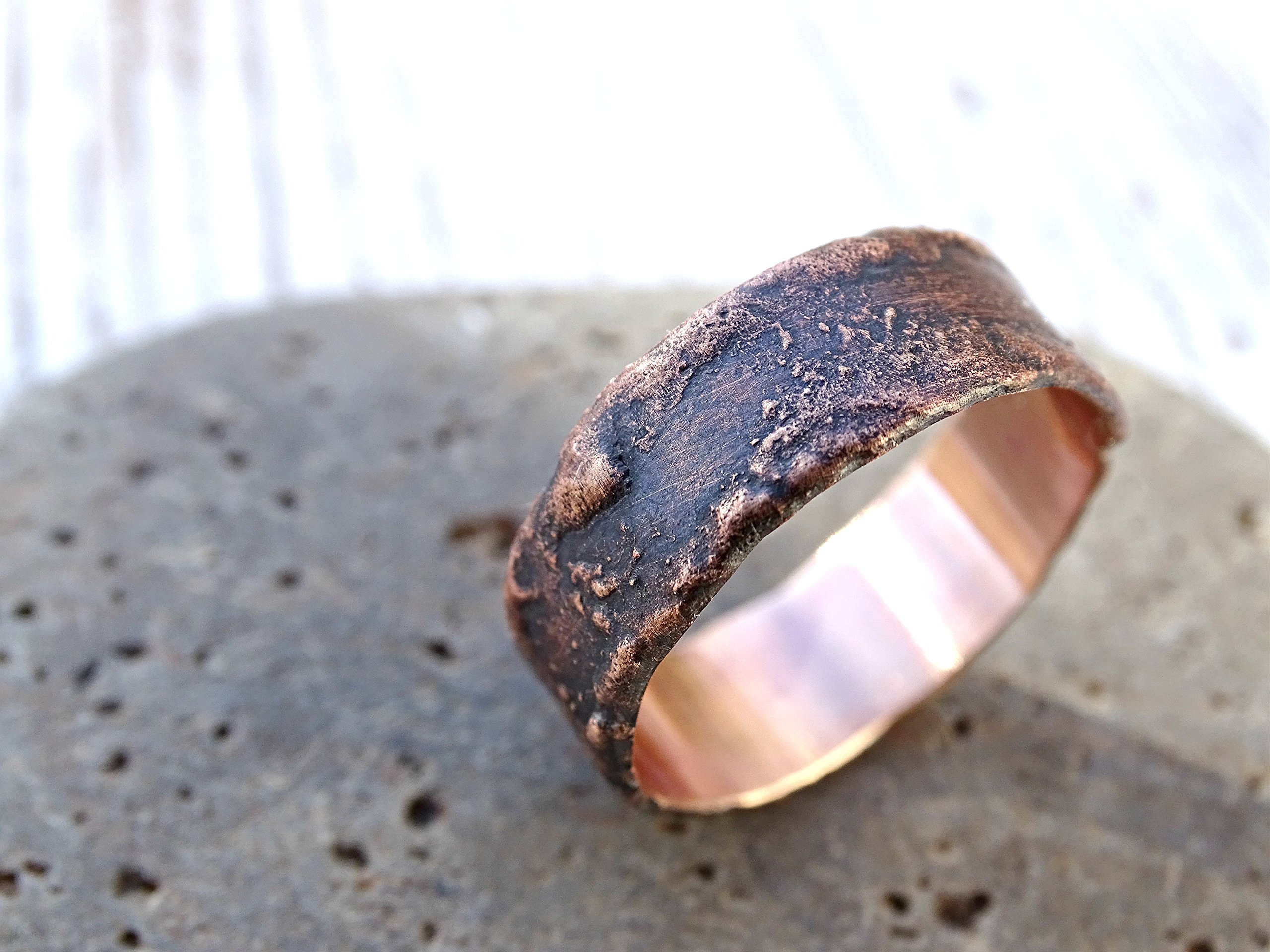 Handcrafted Bronze Ring for Men - Rustic Wood Grain Design, Unique Steampunk Style, Modern Anniversary Gift - Perfect for Weddings, Parties & Everyday Wear