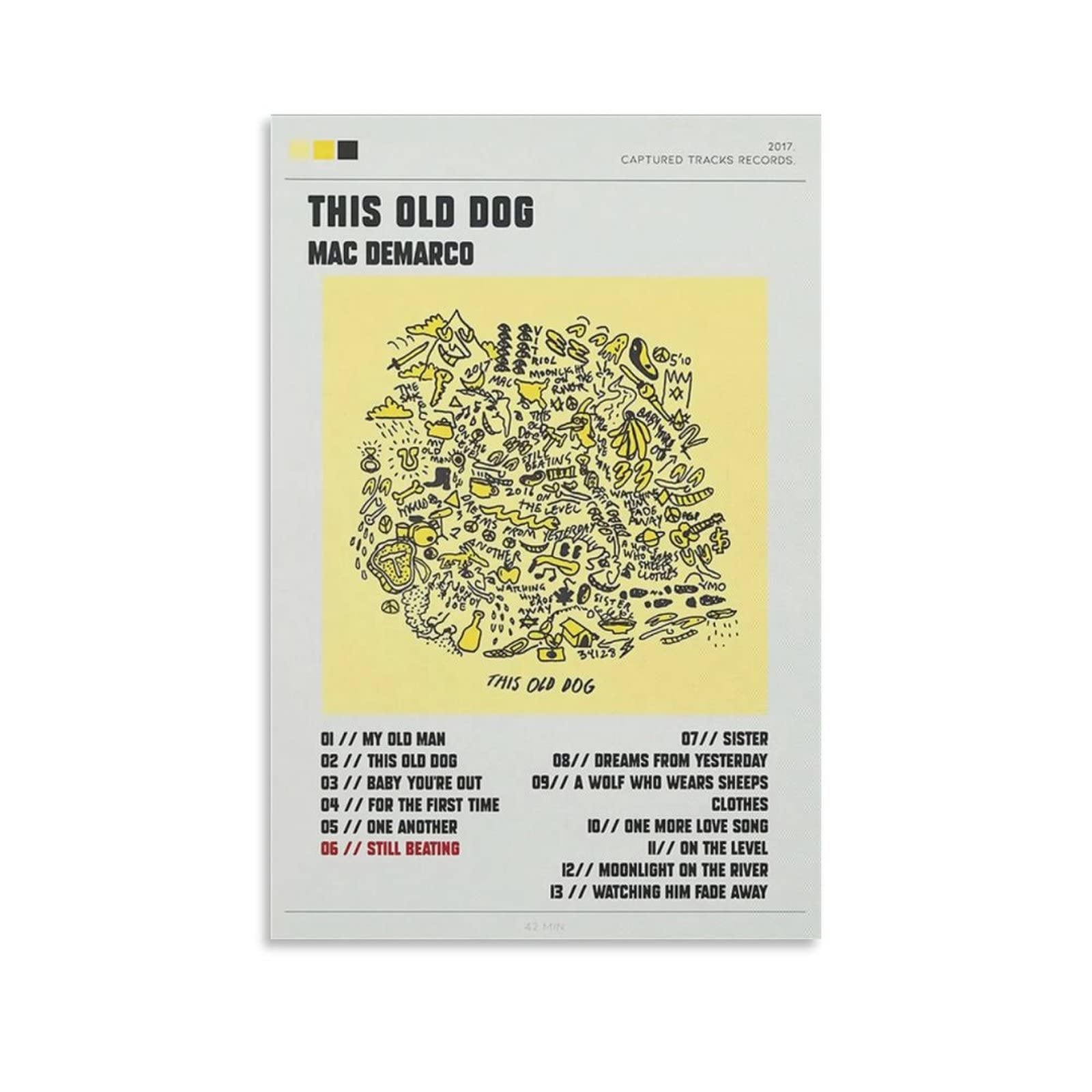 Mac Demarco This Old Dog Vintage 90s Music Poster - 12x18 Inch (30x45cm) Unframed Canvas Wall Art for Bedroom, Office & Room Decor - Perfect Gift for Music Lovers & Indie Fans