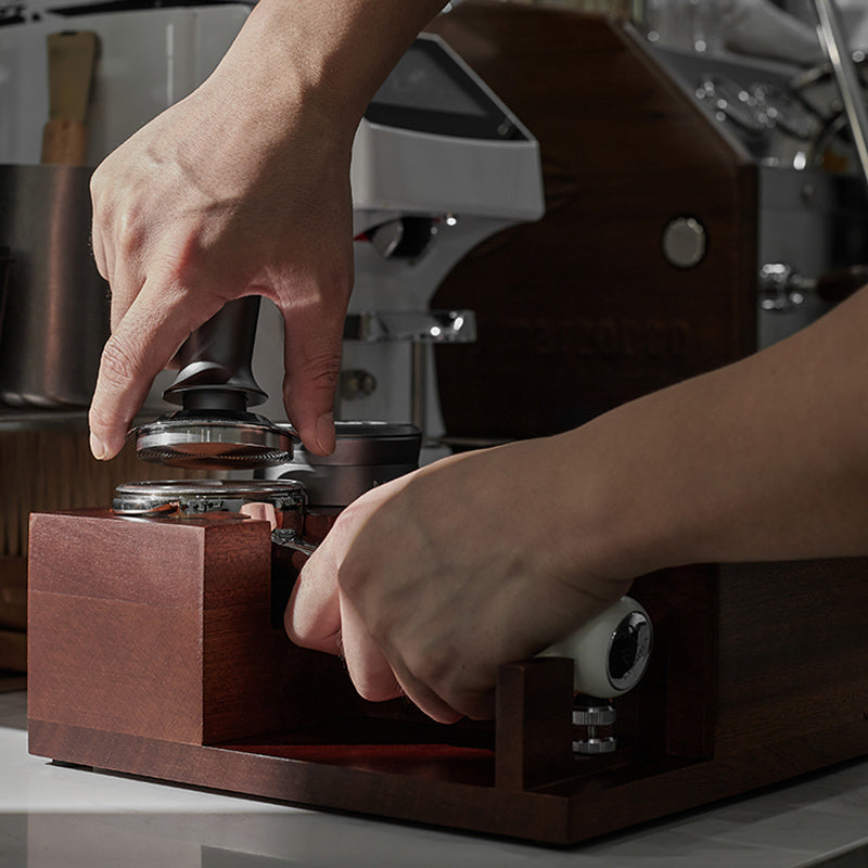 Professional Espresso Tamping Station with Built-in Knock Box - Barista Coffee Accessories for Home & Commercial Use - Perfect for Espresso Preparation & Coffee Grounds Disposal