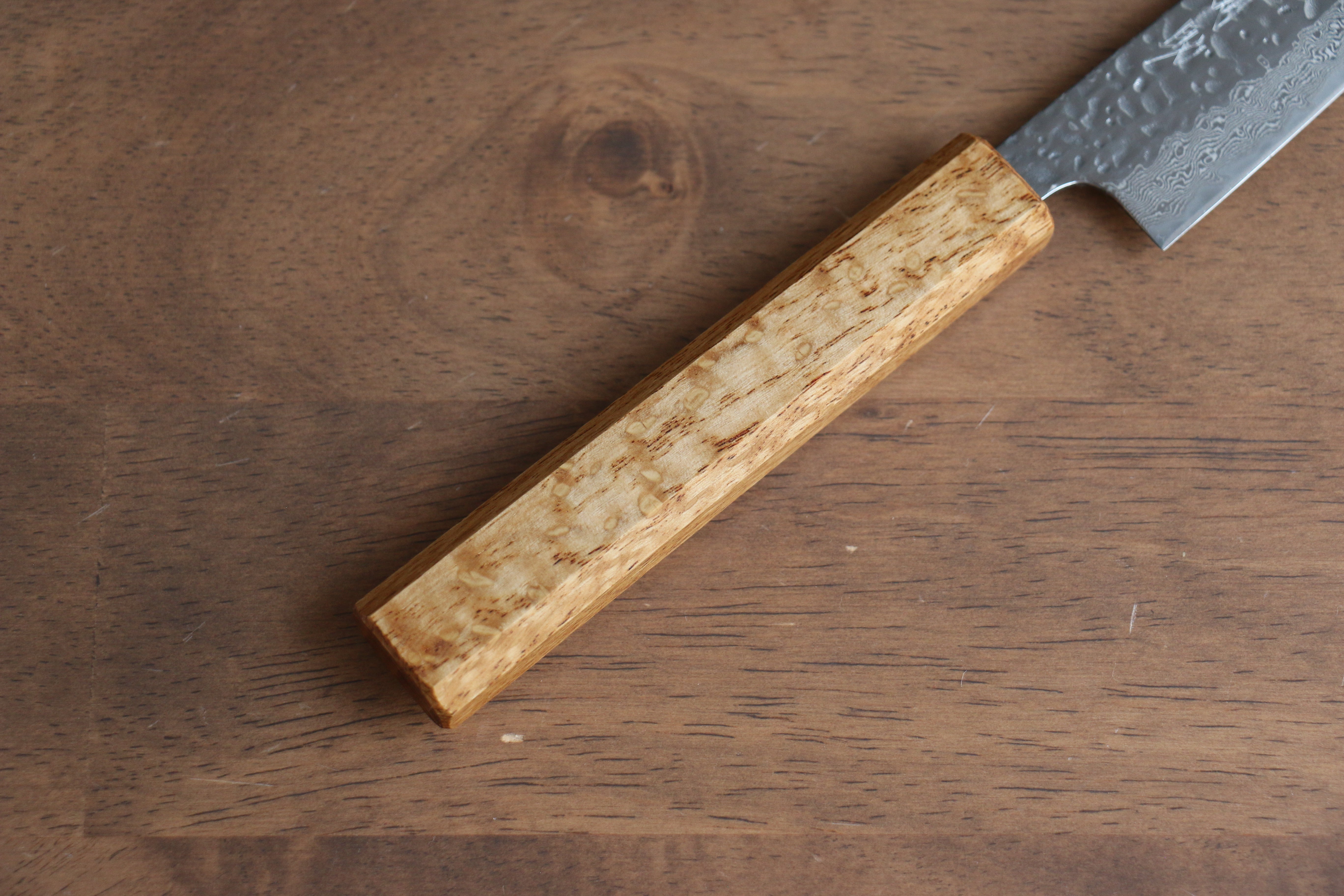 Seisuke Tsukikage AUS10 Hammered Damascus Petty Utility Knife 150mm - Oak Handle Japanese Chef Knife for Precision Slicing, Peeling & Garnishing