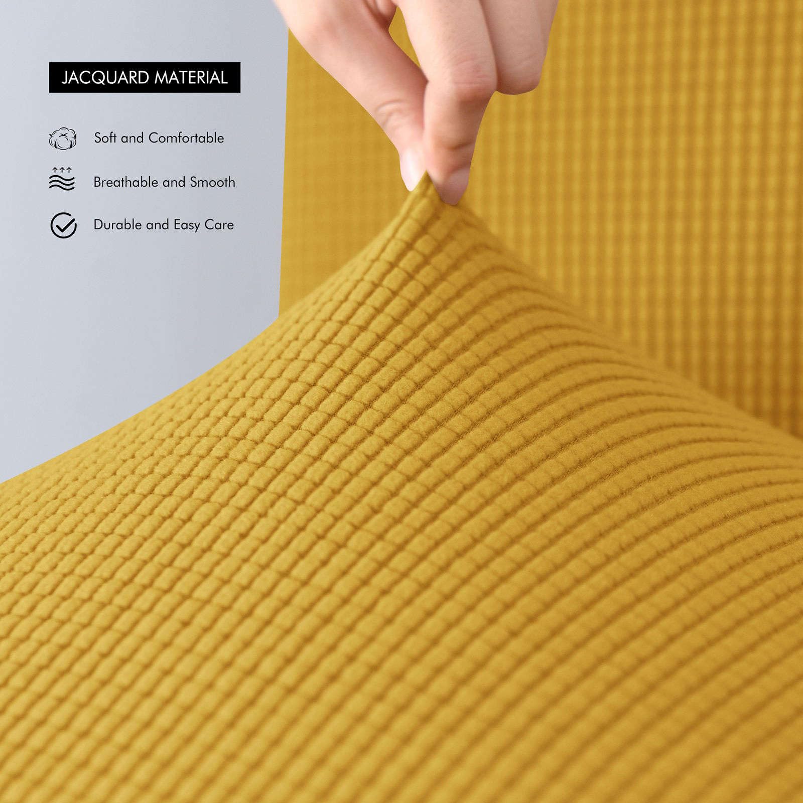 Stretchable Plaid Bar Stool Covers Set of 6 - Elastic Dining Chair Slipcovers, Washable & Removable Seat Covers for Short Back Chairs (Yellow) - Perfect for Kitchen, Bar, Pub & Dining Room Furniture Protection