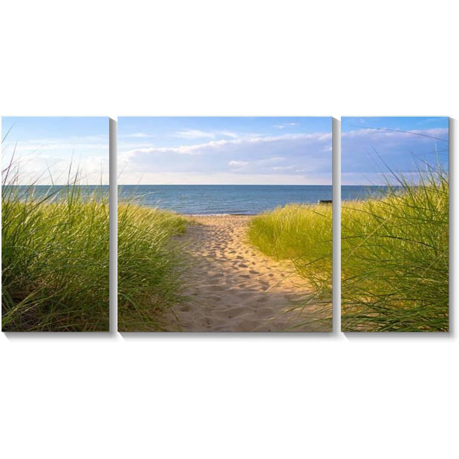 BDMPIZLNSF 3 Panel Canvas Wall Art - Summer Breeze Framed Print Painting for Living Room & Bedroom Decor - Ready to Hang Beach Landscape Artwork - Perfect for Coastal, Boho or Modern Home Decoration