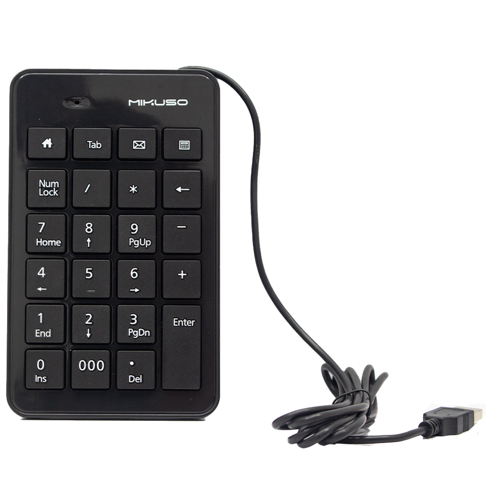 Mikuso Wired Numeric Keypad - Black USB Number Pad [KB 047U BK] for Accounting, Data Entry & Office Work