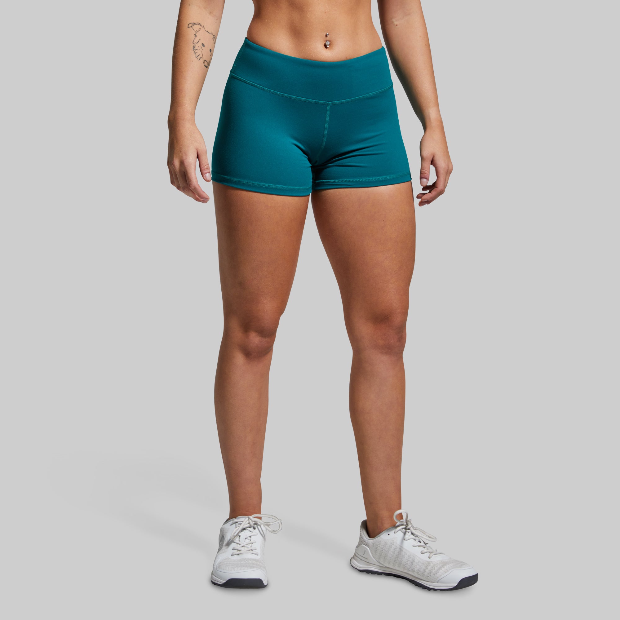 Renewed Vigor Booty Short 2.0 - High Waisted Workout Shorts for Women, Emerald Green Gym Yoga Running Shorts - Perfect for Fitness, Training & Active Lifestyle