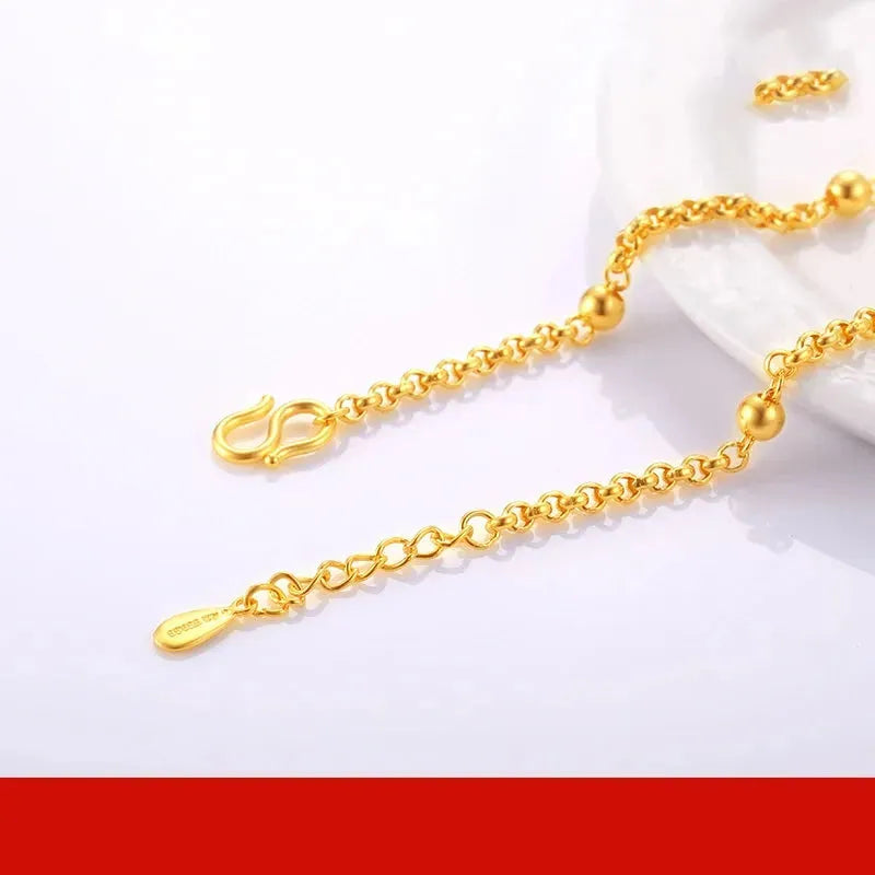 24K Pure Gold Bracelet - 999 Solid Real Gold Bangle for Women, Elegant & Romantic Classic Jewelry Gift for Anniversary, Valentine's Day & Special Occasions