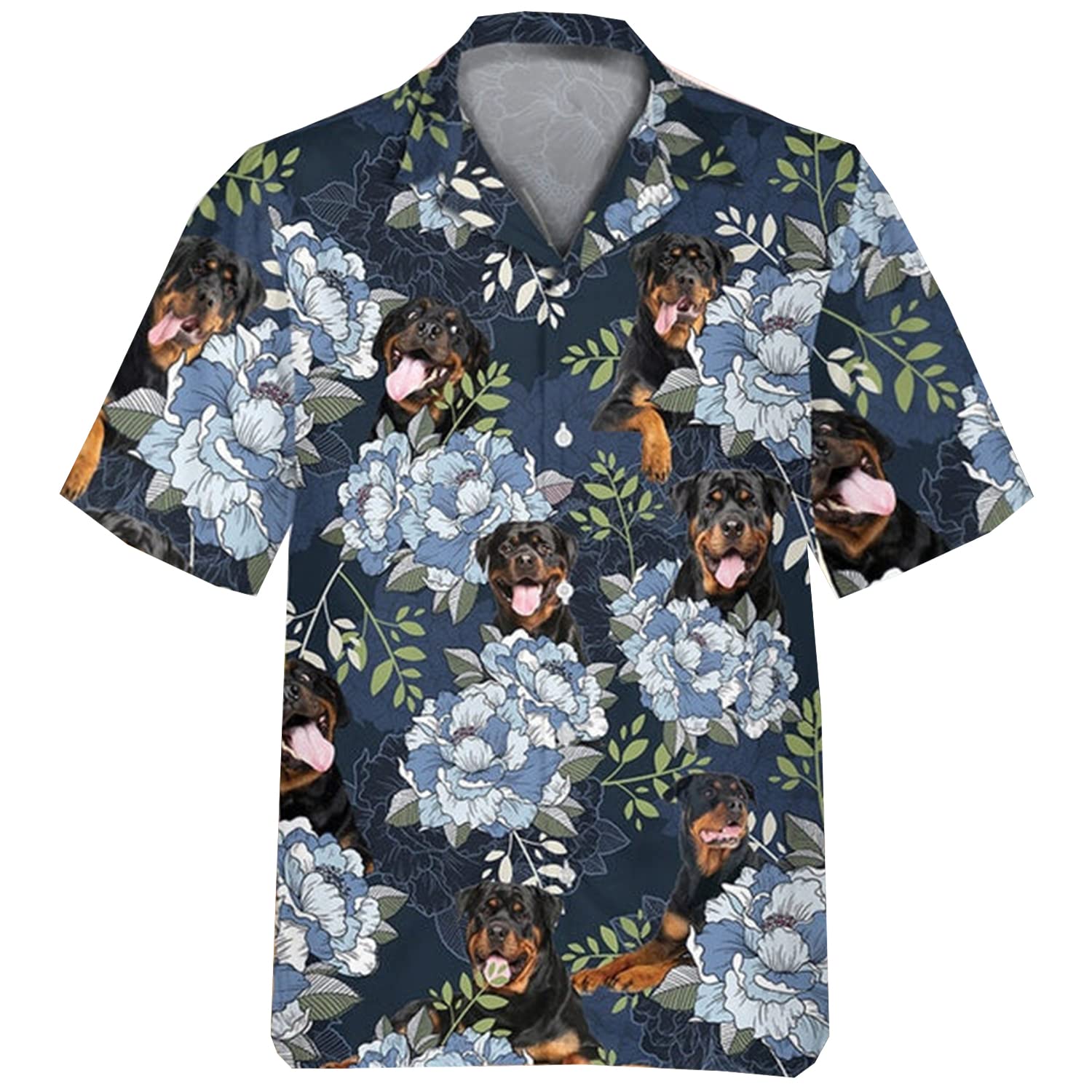 Men's Hawaiian Shirts for Dog Lovers - Tropical Peony Print Short Sleeve Button Down Shirt Set of 37 - Perfect for Beach Vacations, Summer Parties & Casual Wear