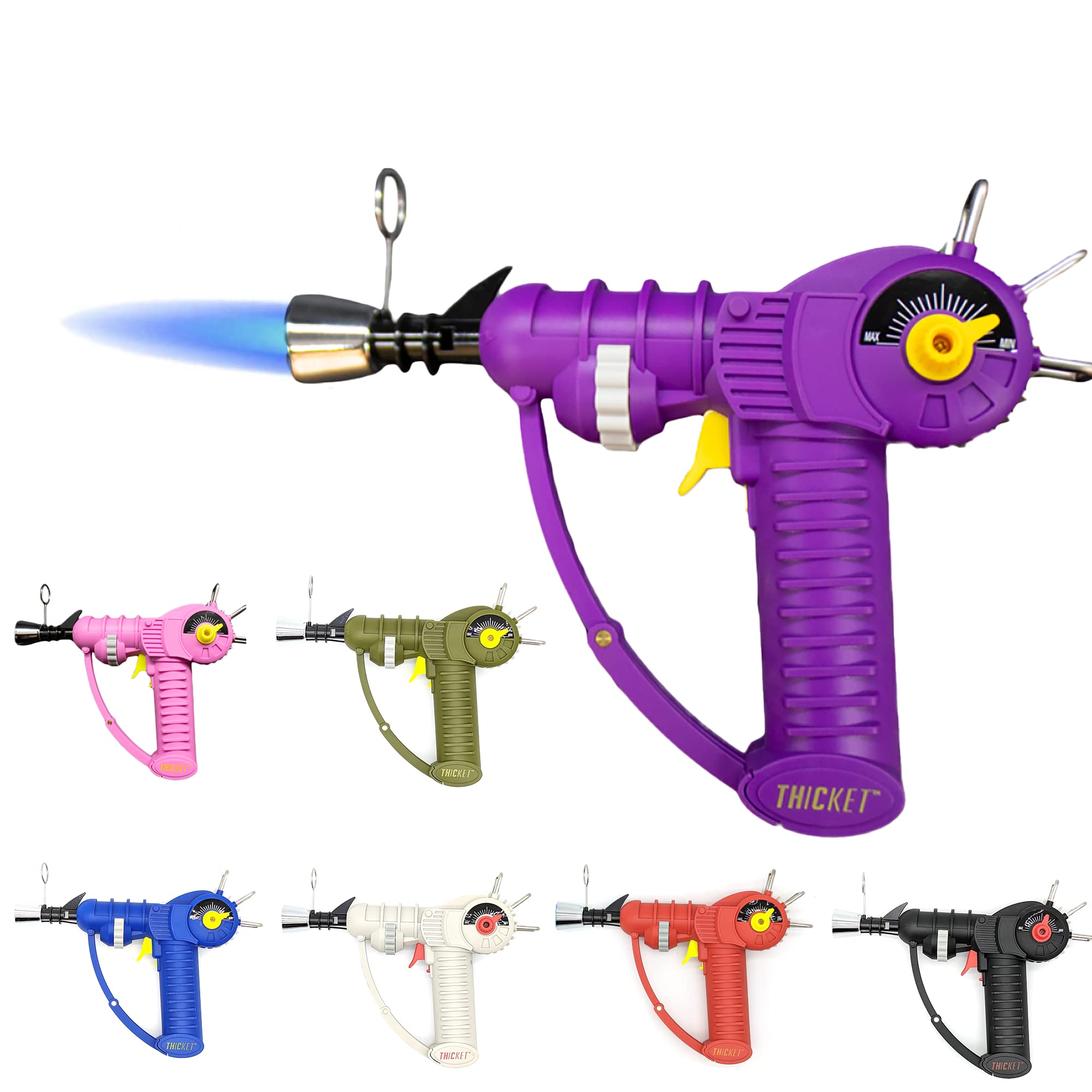 Raygun Torch Lighter - Adjustable Flame & Safety Lock - Purple Windproof Butane Lighter for Cigars, Candles, Camping & Outdoor Use