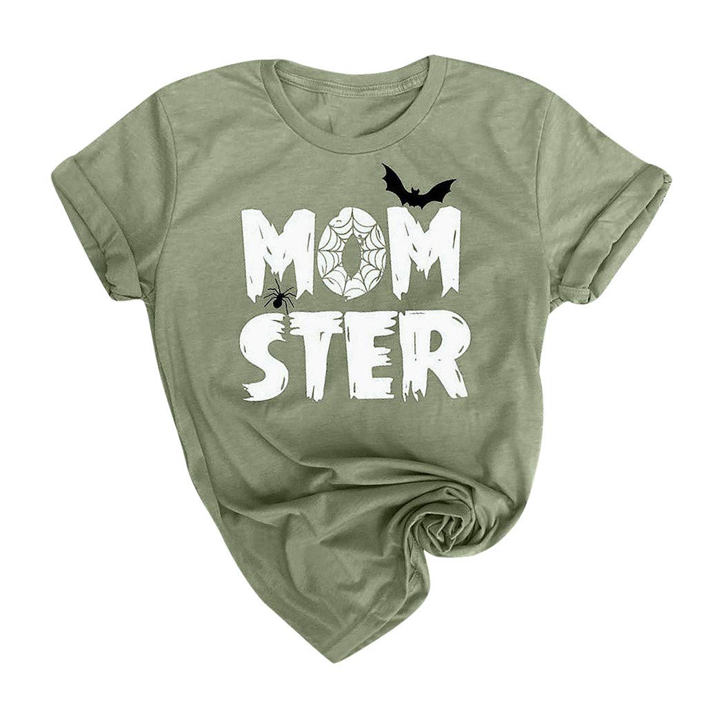 Women's Casual Printed Tunic Tee - Short Sleeve Halloween Graphic Blouse with Letter Design | Perfect for Halloween Parties, Casual Outings & Everyday Wear