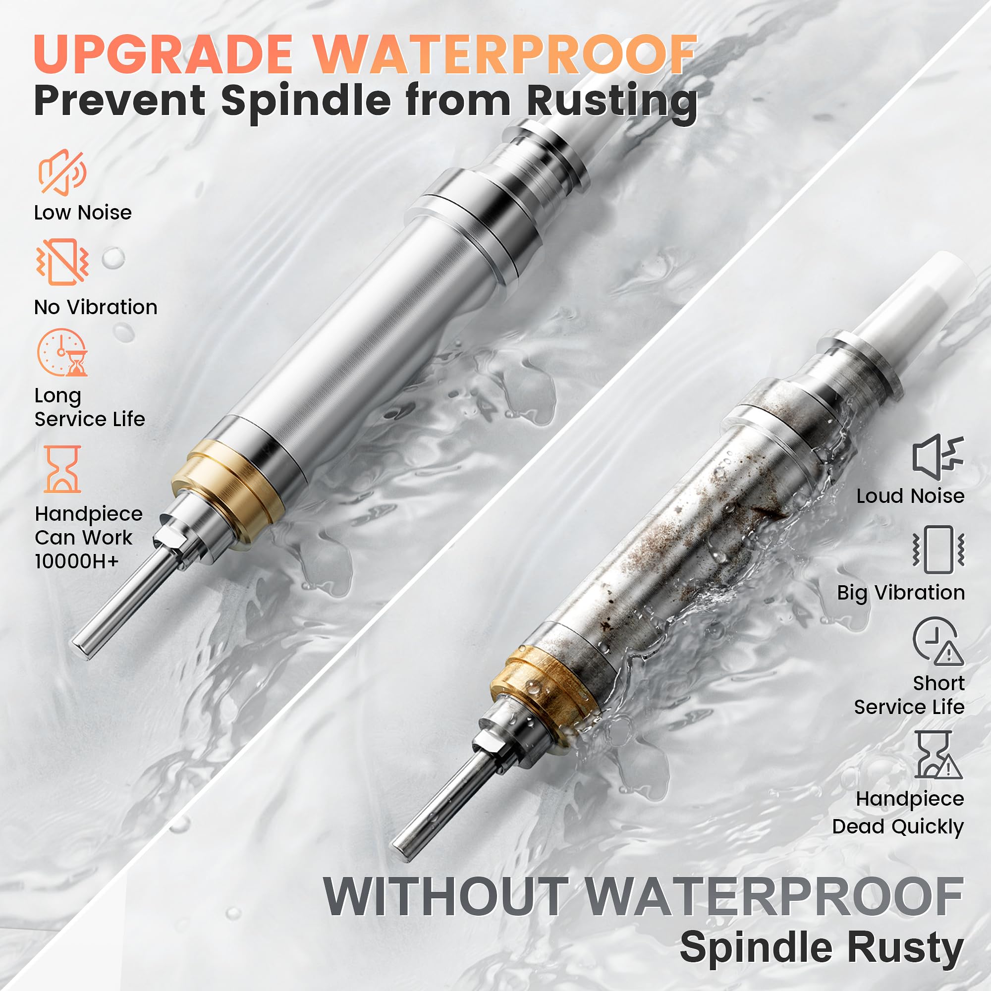 Professional Nail Drill Machine 35000RPM - Waterproof Rechargeable Nail Efile for Acrylic & Gel Nails - Low Noise & Vibration Brushless Design - Perfect for Salon & Home Manicure/Pedicure