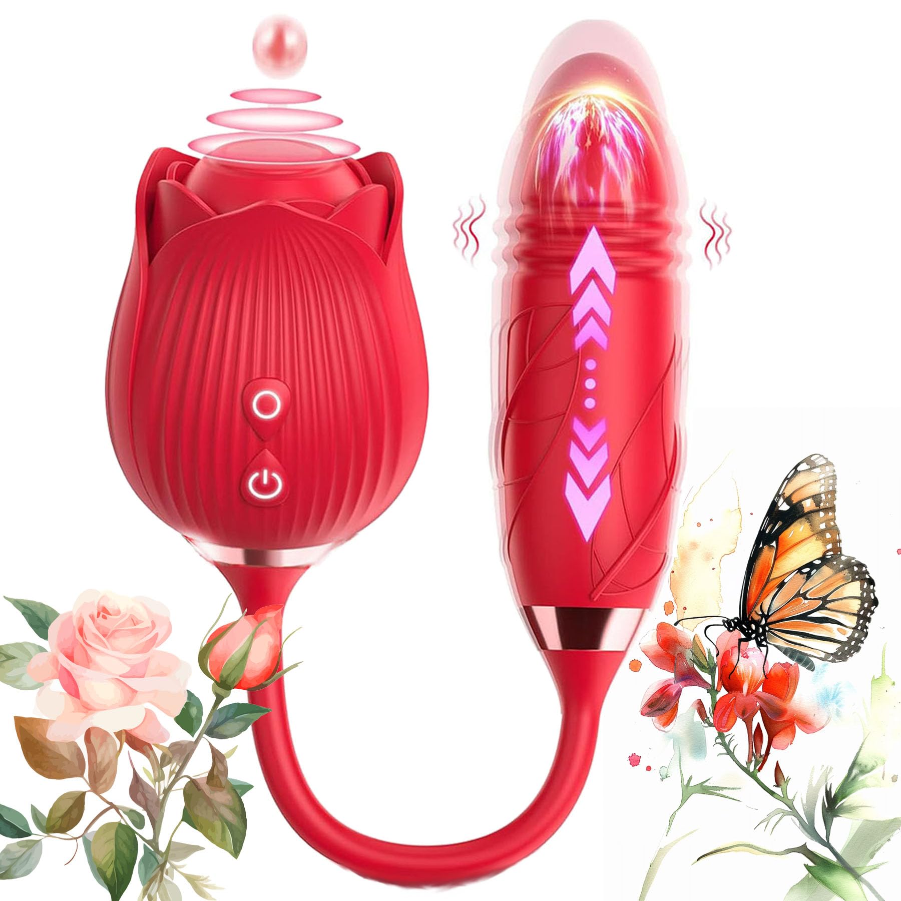 2024 New Upgraded Rose Vibrator for Women - Powerful Clitoral Suction Toy with 10 Vibration Modes, Waterproof & Rechargeable - Perfect for Solo Play, Couples Games & Sensual Massage (Model E.98623)