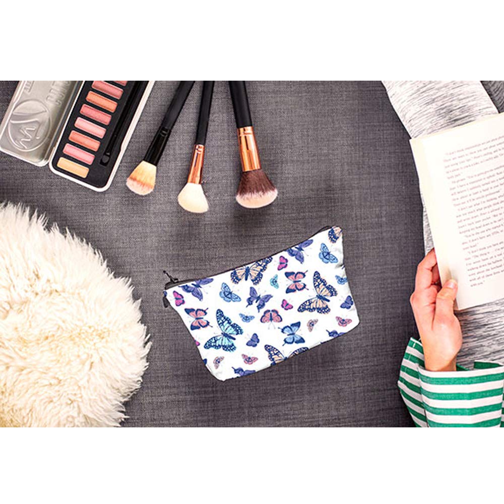 Waterproof Cosmetic Bag for Women - Large Roomy Makeup Pouch, Travel Toiletry Organizer with Adorable Butterfly Design, Perfect for Travel, Gym & Daily Use (Butterfly 2360)