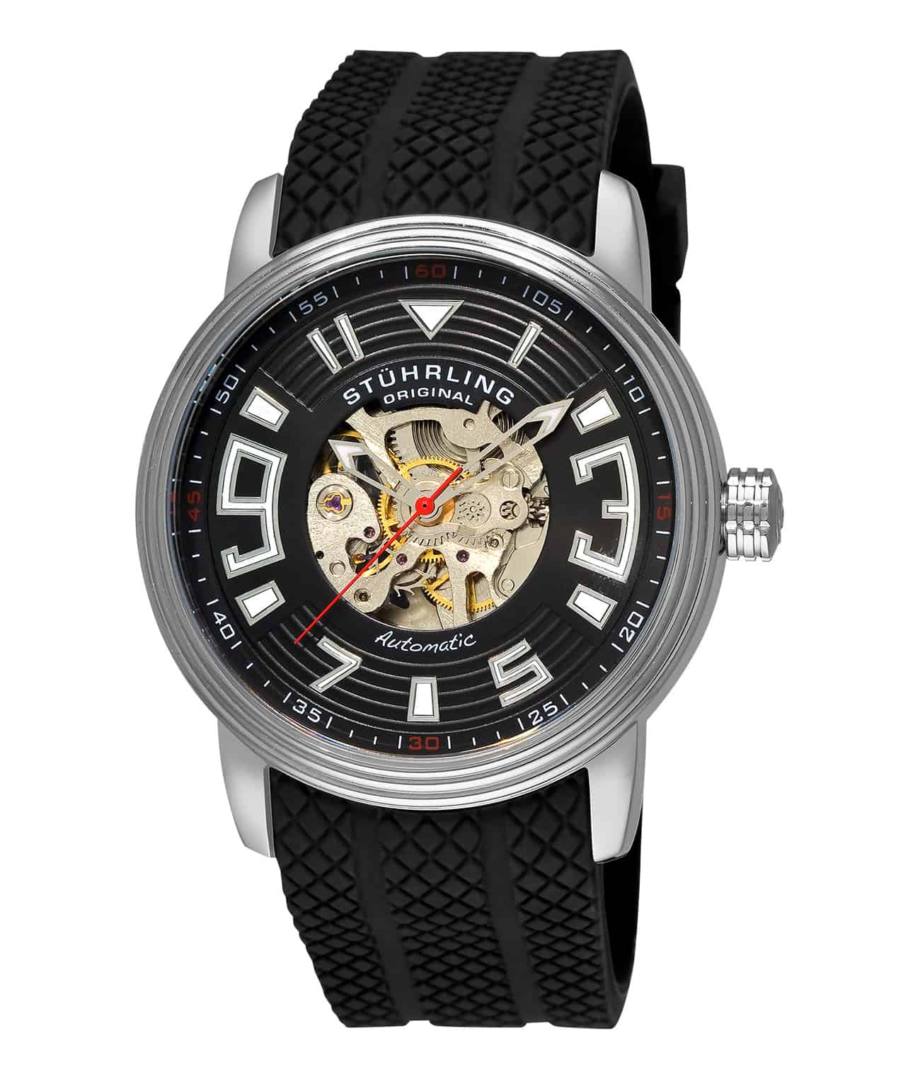 Delphi Archer 1079 Automatic 44mm Skeleton Watch for Men - Luxury Stainless Steel Mechanical Timepiece with Open Heart Design | Perfect for Business, Formal Events & Gift Giving
