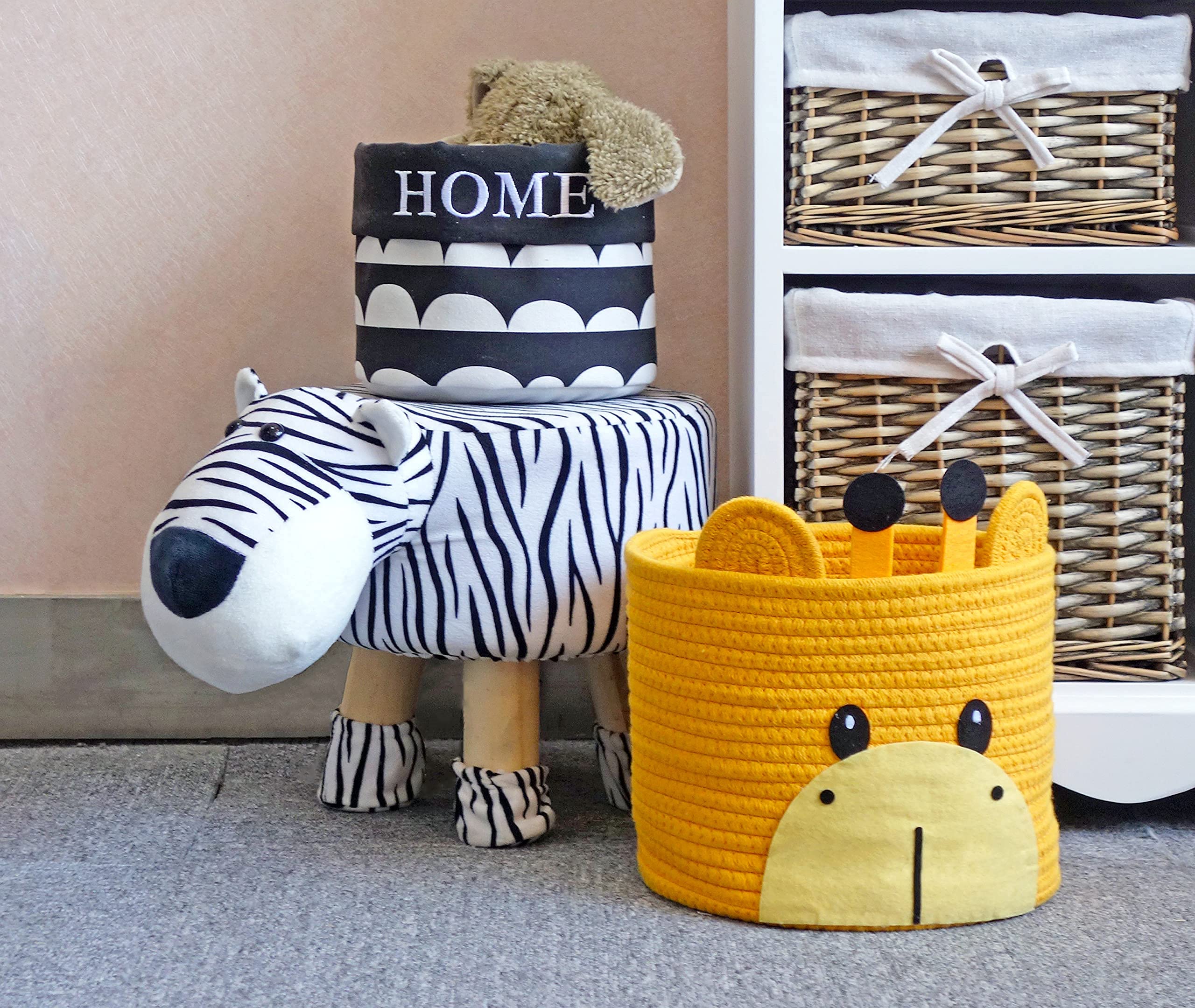 T&T Homewares Small Giraffe Baskets - Baby Diaper Organizer & Nursery Storage, Kids Room Decor & Toy Organizer for Cats & Dogs | Perfect for Nursery, Playroom & Pet Toy Storage