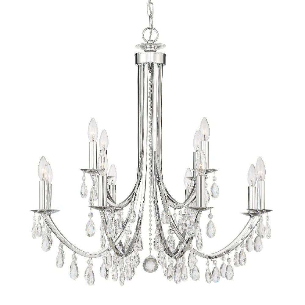 Bridgehampton 12-Light Hand-Cut Crystal Bronze Chandelier - Elegant Dining Room & Foyer Lighting Fixture for Luxury Homes