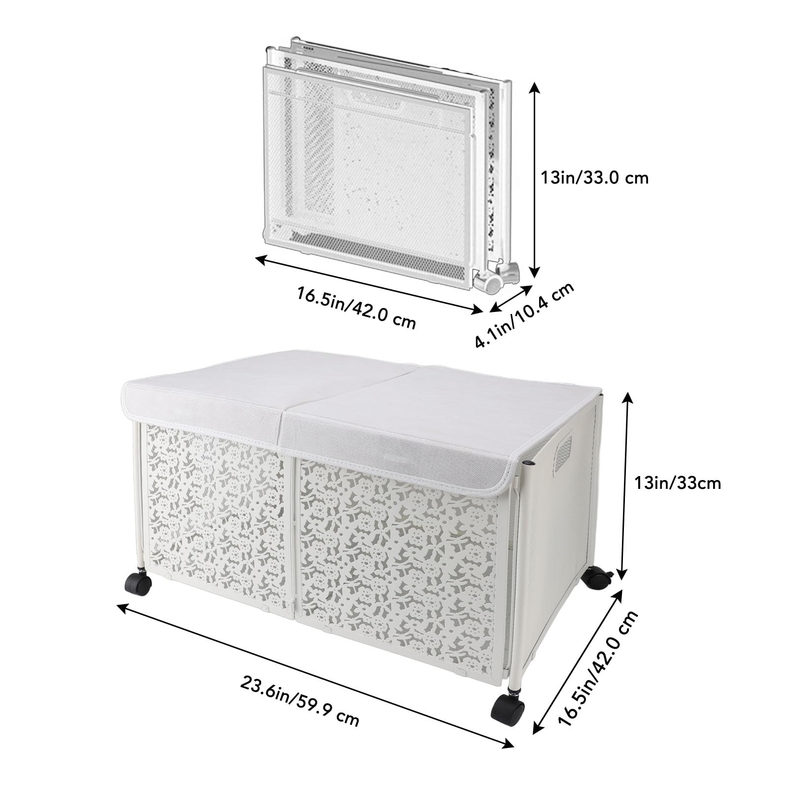 Foldable Toy Storage Box 70L Large Capacity - Dustproof Portable Metal Toy Organizer for Kids Playroom, Nursery, Living Room & Bedroom - Ideal for Organizing Toys, Books & Clothes (White)