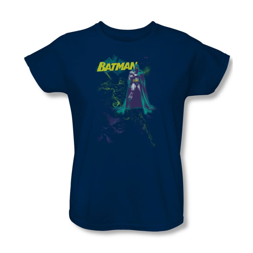 Batman Women's Bat Spray Graphic T-Shirt - Navy Blue Superhero Tee for Casual Wear & Comic Con Outfits