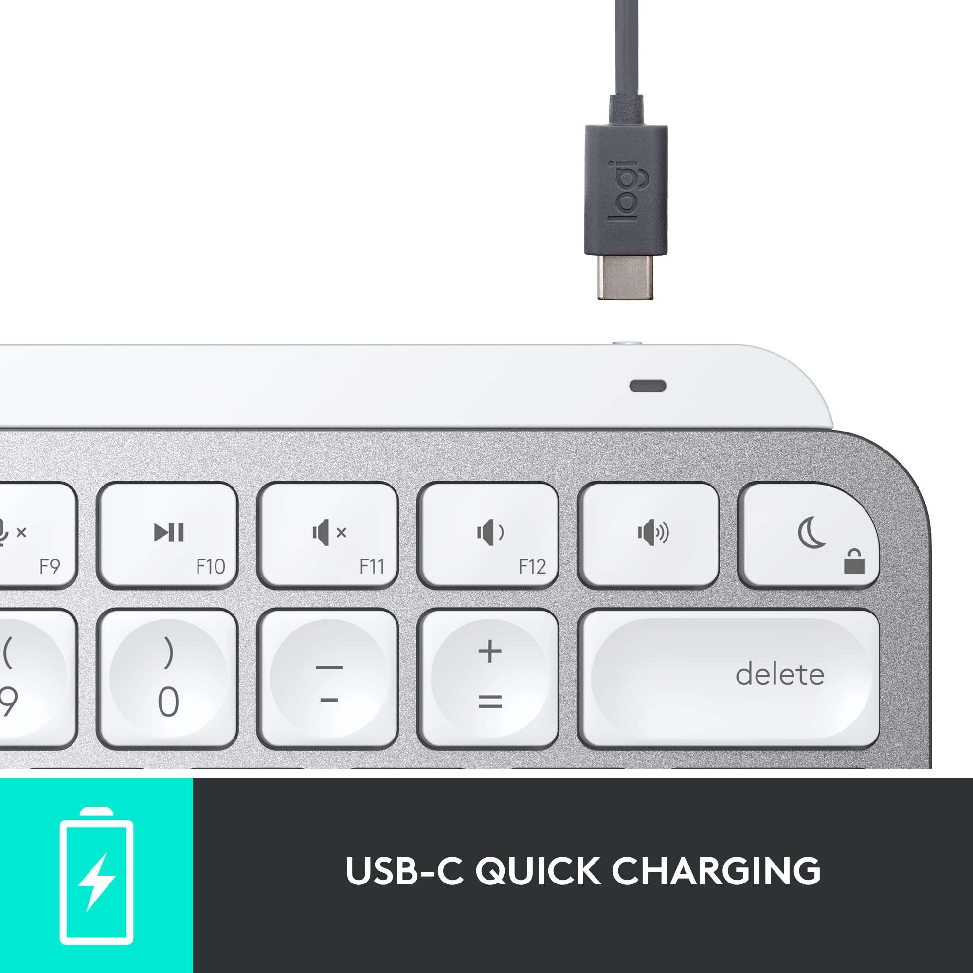 Logitech MX Keys Mini Wireless Keyboard for Mac - Compact Bluetooth Backlit Keyboard with USB-C, Tactile Typing | Compatible with MacBook Pro, MacBook Air, iMac, iPad | Pale Grey | Perfect for Home Office, Remote Work & Productivity