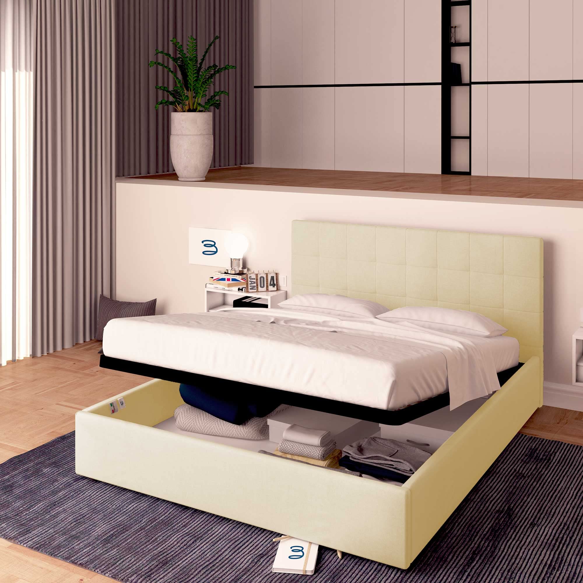 Baldiflex Single Bed with Synthetic Leather Dublin Model, Slatted Base for Single Mattress, 120 x 200 cm, Elegant Cream Headboard - Perfect for Small Bedrooms, Guest Rooms & Studio Apartments