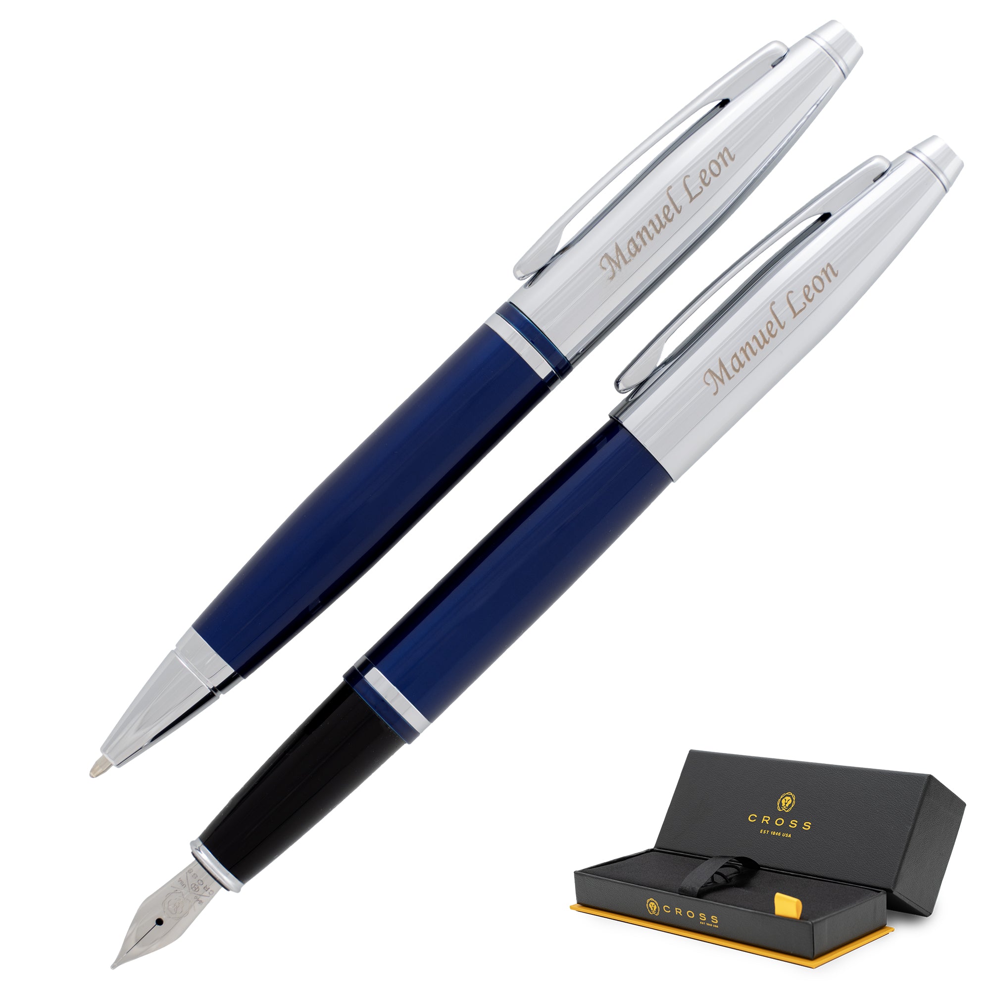 Cross Calais Ballpoint and Fountain Pen Set - Premium Blue Ink Pens for Writing, Note Taking & Gift Giving - Perfect for Office, School & Business Use