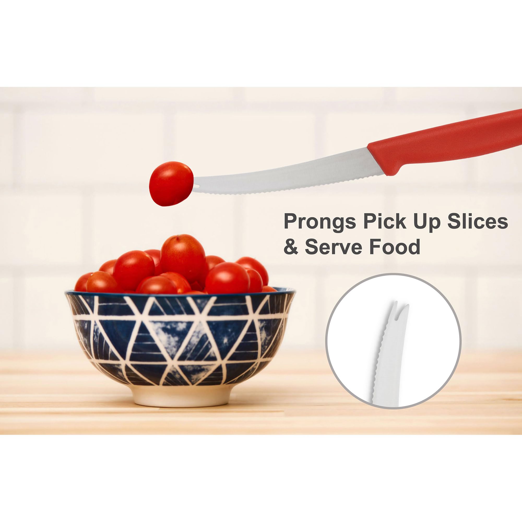 HIC Kitchen Serrated Tomato Knife - Sharp German Stainless Steel Blade for Slicing Tomatoes, Bread & Soft Fruits - Perfect for Home Cooking, Picnics & BBQ Prep