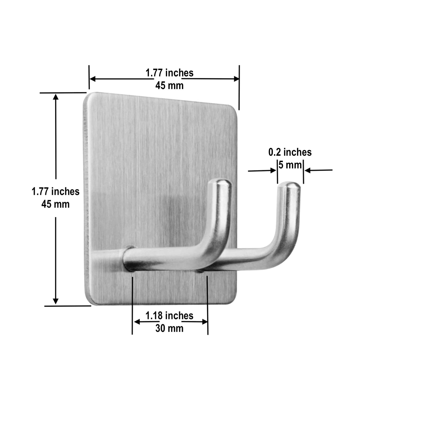 Stainless Steel Adhesive Hooks - Razor Holder for Shower, Bathroom Wall Towel Hooks, Self-Adhesive Door Hangers for Coats, Loofahs & Robes - Perfect for Bathroom Organization & Space Saving