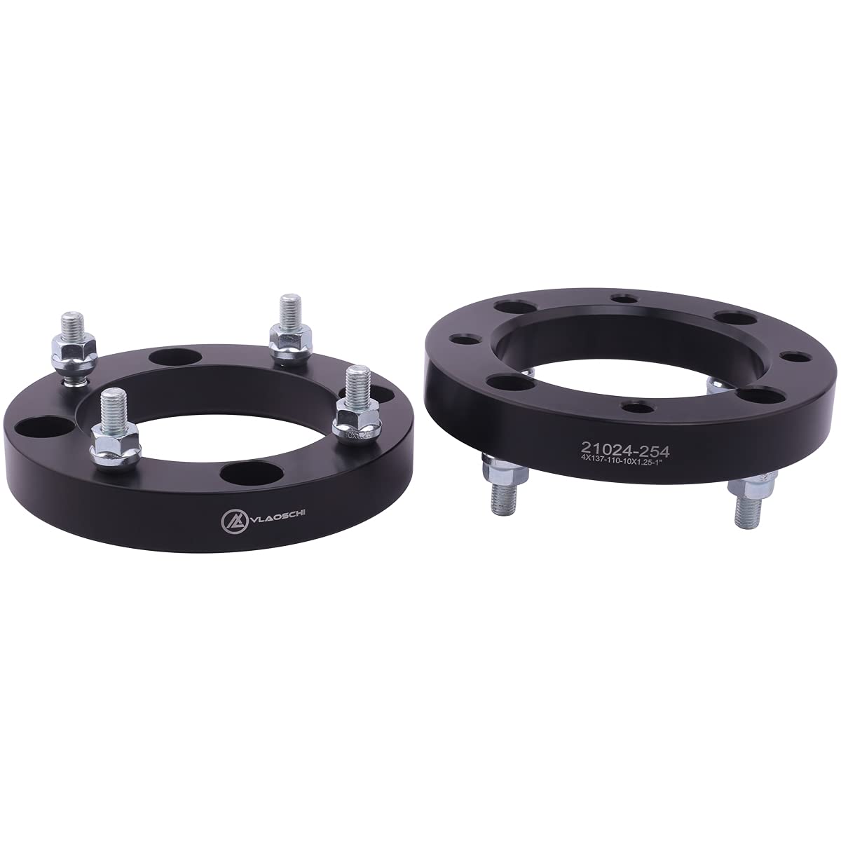 VLAOSCHI 1 Inch Black Forged ATV Wheel Spacers 4x137 Bolt Pattern with 12x1.25 Studs - Compatible with Kawasaki Mule 2500 2510 2520 3000 4000 4010 Trans PRODX PROFX & Teryx4 Teryx 750 800 - Pack of 4 - Enhance Off-Road Performance & Stability