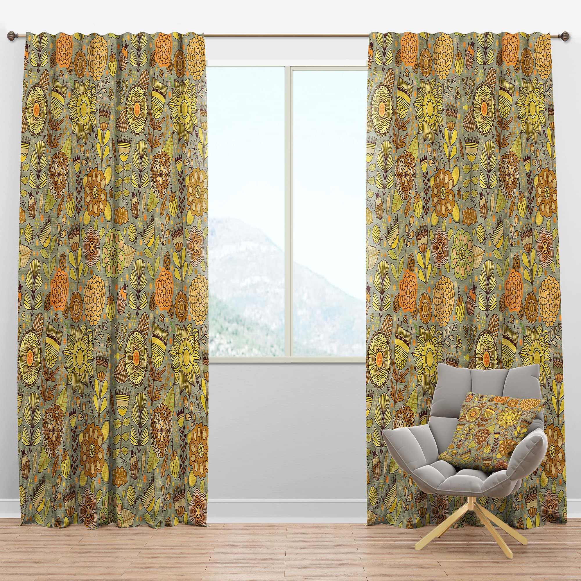 DesignQ Blackout Curtains with Floral Botanical Pattern - Thermal Insulated Room Darkening Drapes for Bedroom & Living Room (Single Panel 52x84 inches) - Perfect for Light Control, Privacy & Energy Saving