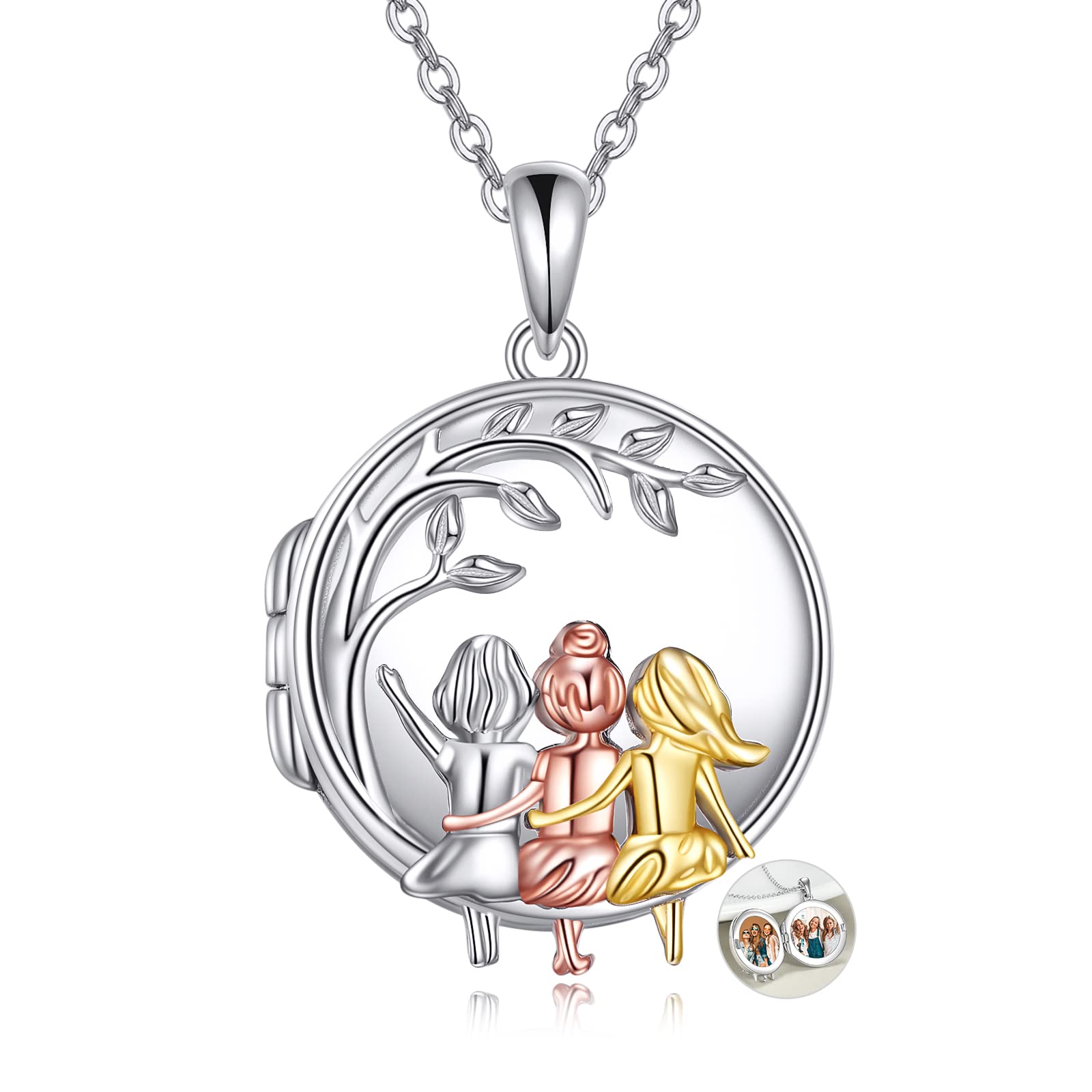 VONALA 3 Sisters Necklace - 925 Sterling Silver Friendship Jewelry for Women | Birthday Gifts for Sisters, Best Friends & Loved Ones | Perfect for Anniversaries, Graduations & Special Occasions