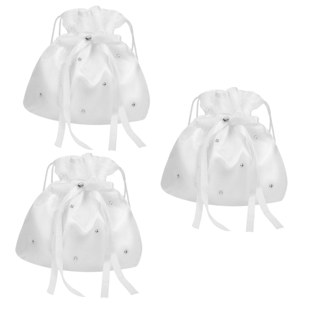HAPINARY 3-Piece Flower Girl Bag Set - Wedding Favor Drawstring Candy Bags & Money Pouches for Bridal Party, Birthday, Baby Shower - Perfect for Wedding Decorations, Gift Giving, and Special Events