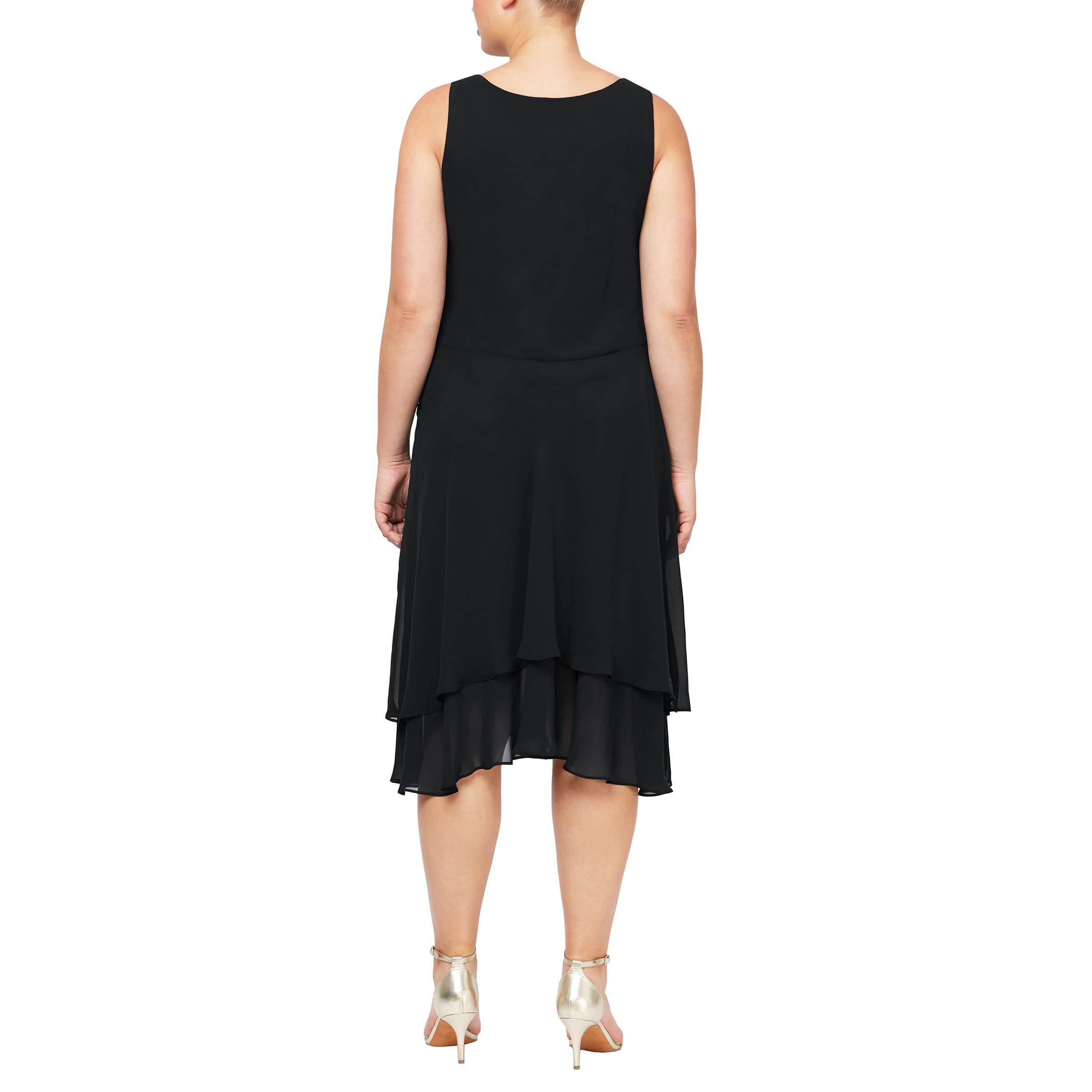 Elegant Plus Size Embellished Tiered Mother of The Bride Dress with Jacket | Women's Formal Gown for Weddings, Parties & Special Occasions | S.L. Fashions