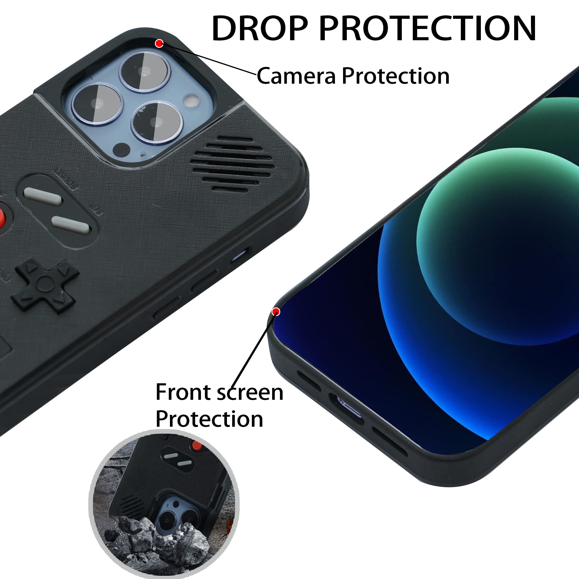 Retro Gameboy Case for iPhone 11 Pro - 36 Classic Handheld Games with Color Display | Shockproof & Anti-Scratch Phone Cover (Black) - Perfect for Gaming Enthusiasts & Nostalgic Players
