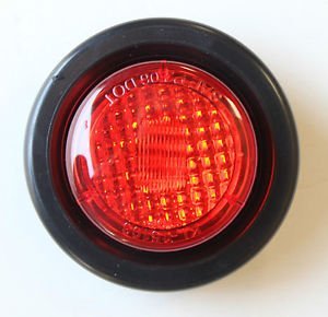 1 Pair Red LED 2 Inch Round Clearance Side Marker Lights with Grommet for Trucks, Trailers, RVs - Waterproof & Durable for Nighttime Safety & Road Visibility