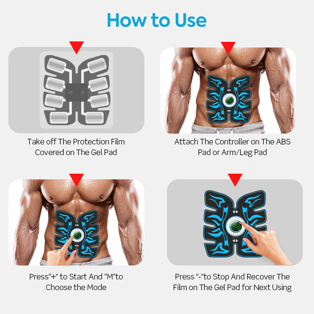 Rechargeable Abdominal Muscle Stimulator - EMS Trainer for Abs & Core Workout with 10 Modes & 39 Intensity Levels - Perfect for Home Gym, Fitness Training & Toning