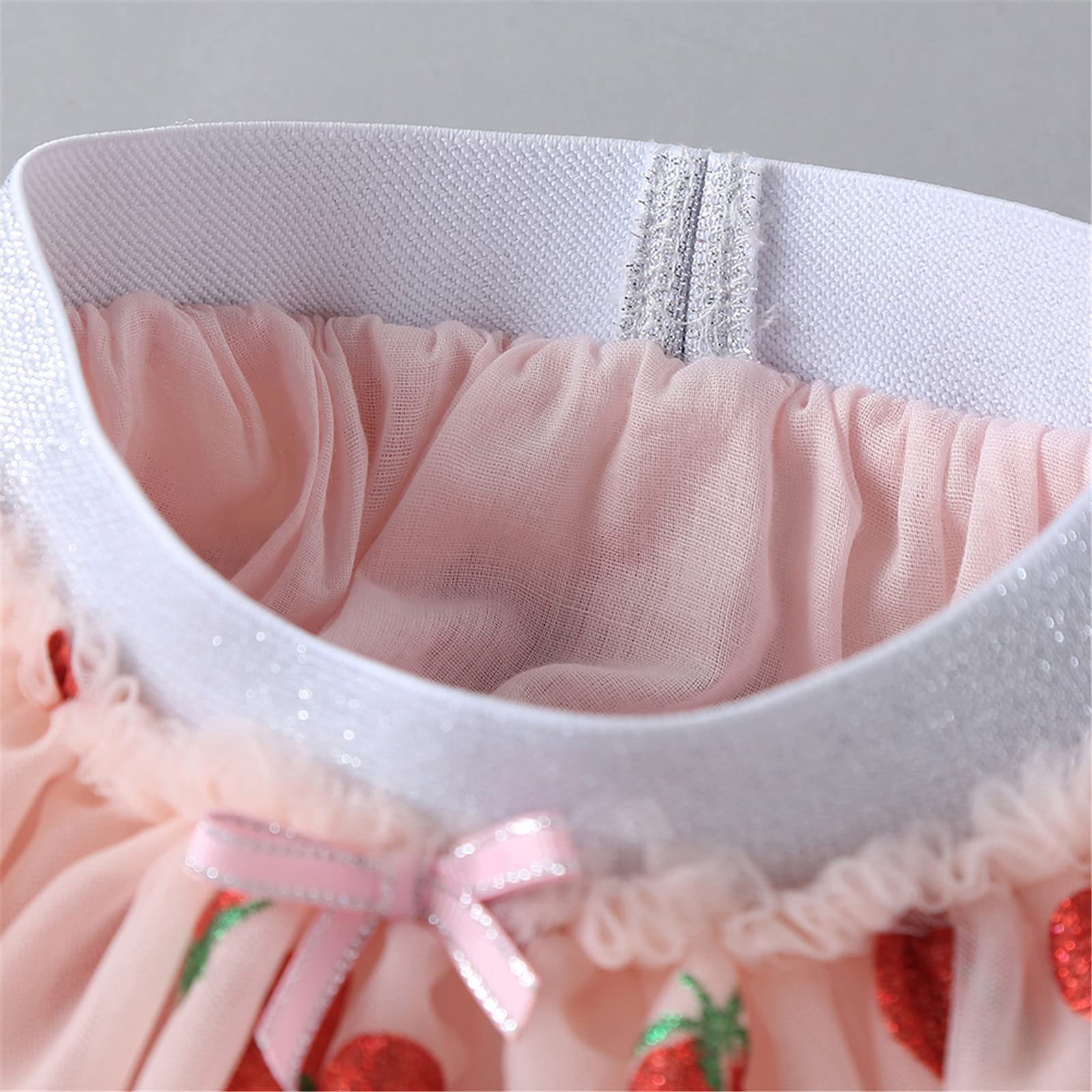 Girls' Short Skirts - Children's Clothing with Strawberry Pattern, 3-Layer Mesh Princess Dress Tutu Skirt for Birthday Parties, Dance Performances & Dress-Up Play