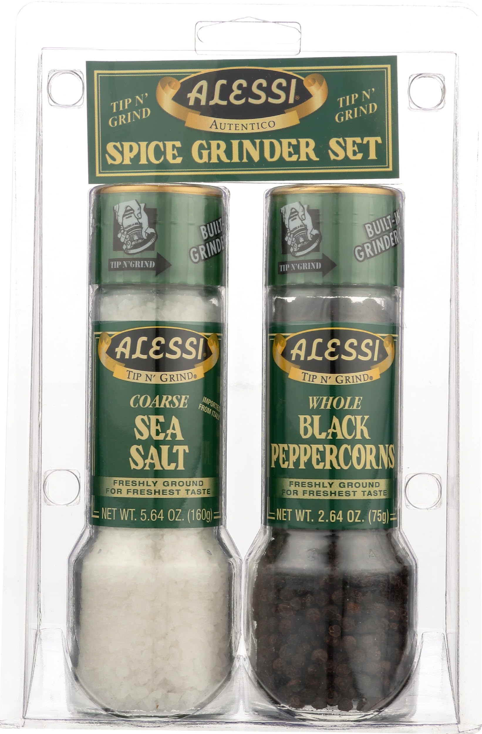 Premium ALESSI Salt and Pepper Grinder Set - 2-Piece Stainless Steel Mill for Freshly Ground Spices - Perfect for Kitchen, Dining Table, and Gourmet Cooking