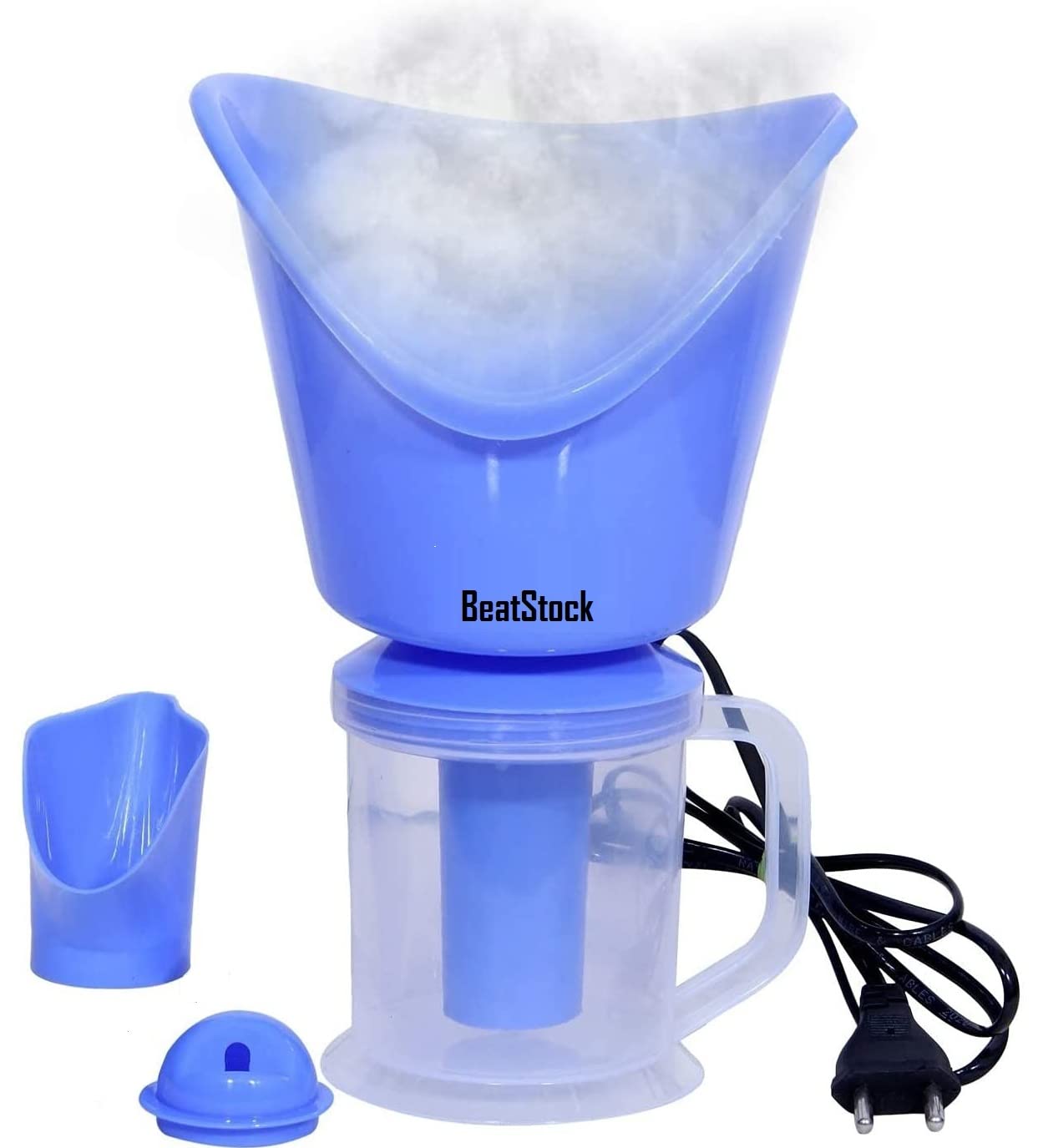 BeatStock 3-in-1 Vaporizer for Face, Nose & Cough Relief - Facial Sauna Steamer, Nasal Inhaler & Sinus Relief with 3 Attachments (Blue) | Perfect for Cold, Allergy & Dry Skin Care at Home