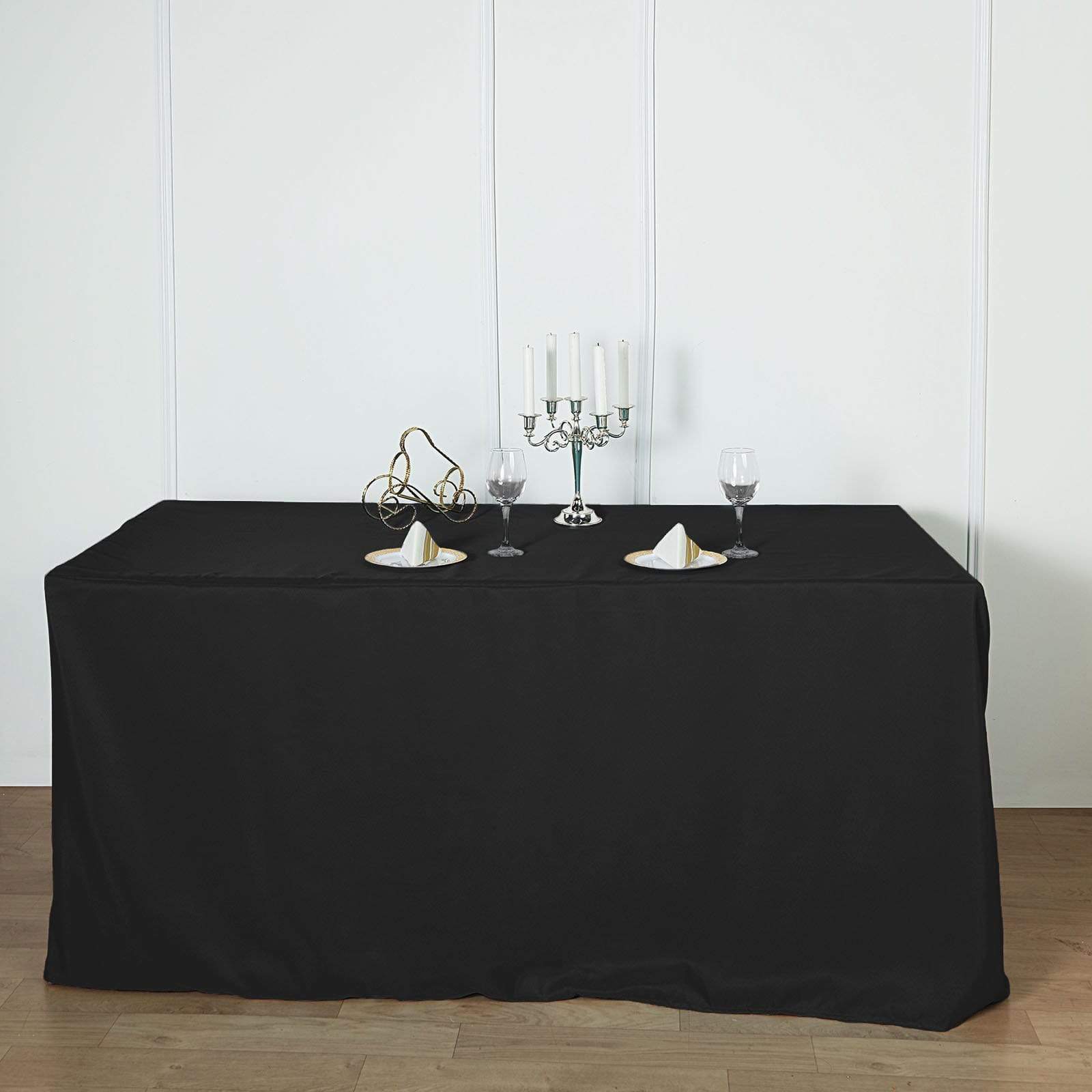 6 ft Polyester Tablecloth 72 x 30 Inches - Waterproof & Wrinkle-Resistant Rectangle Table Cover for Dining, Parties, and Events - Fits Standard 6 Foot Tables